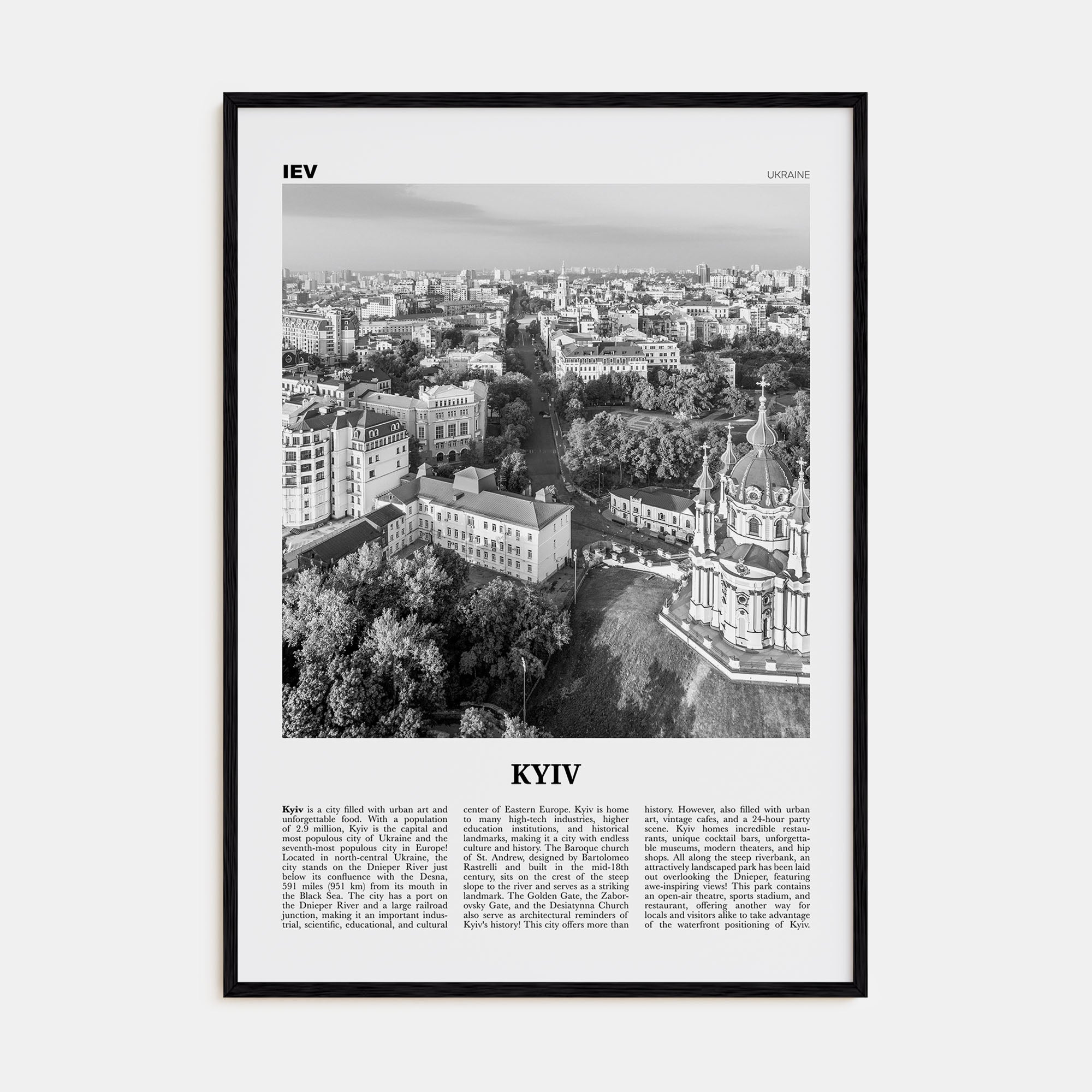 Kyiv Travel B&W No 1 Poster