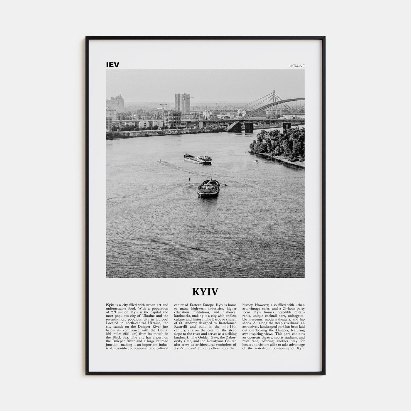 Kyiv Travel B&W No 2 Poster