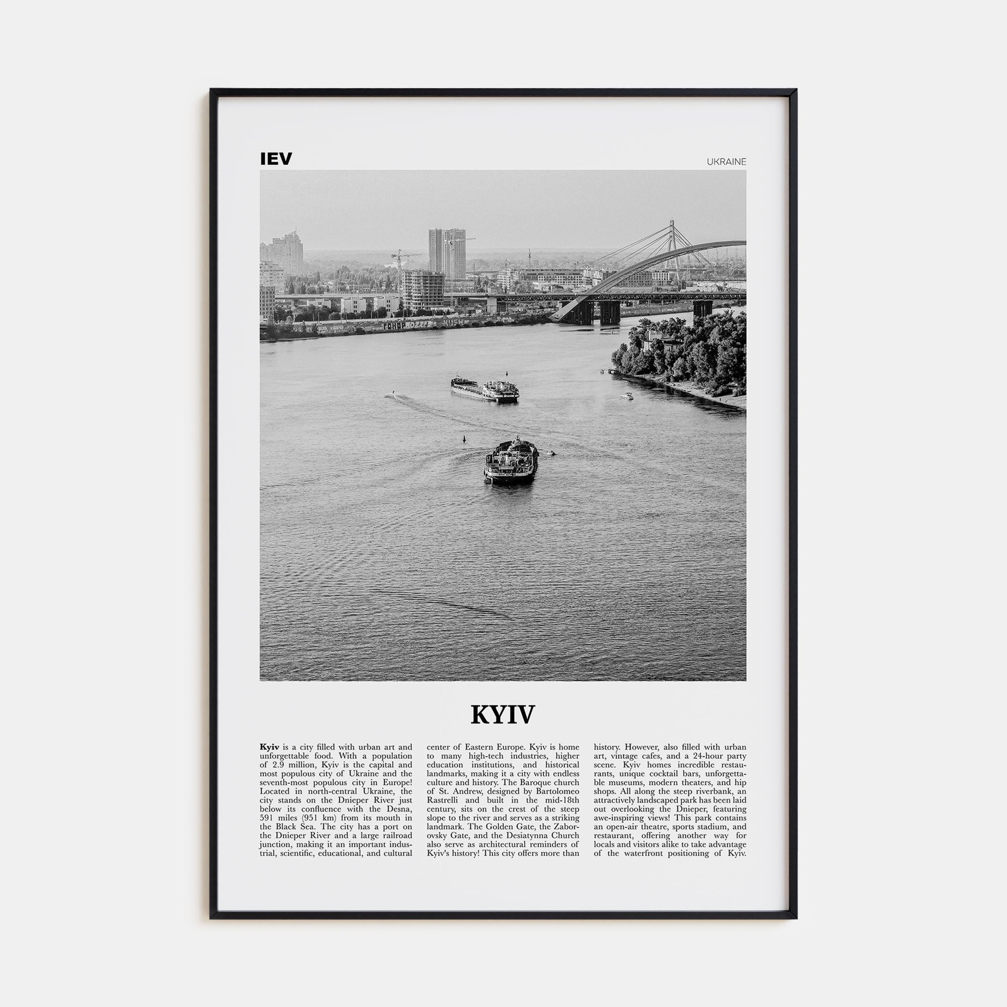 Kyiv Travel B&W No 2 Poster
