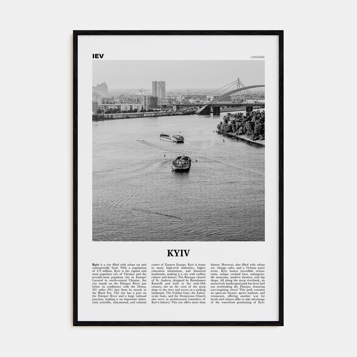 Kyiv Travel B&W No 2 Poster