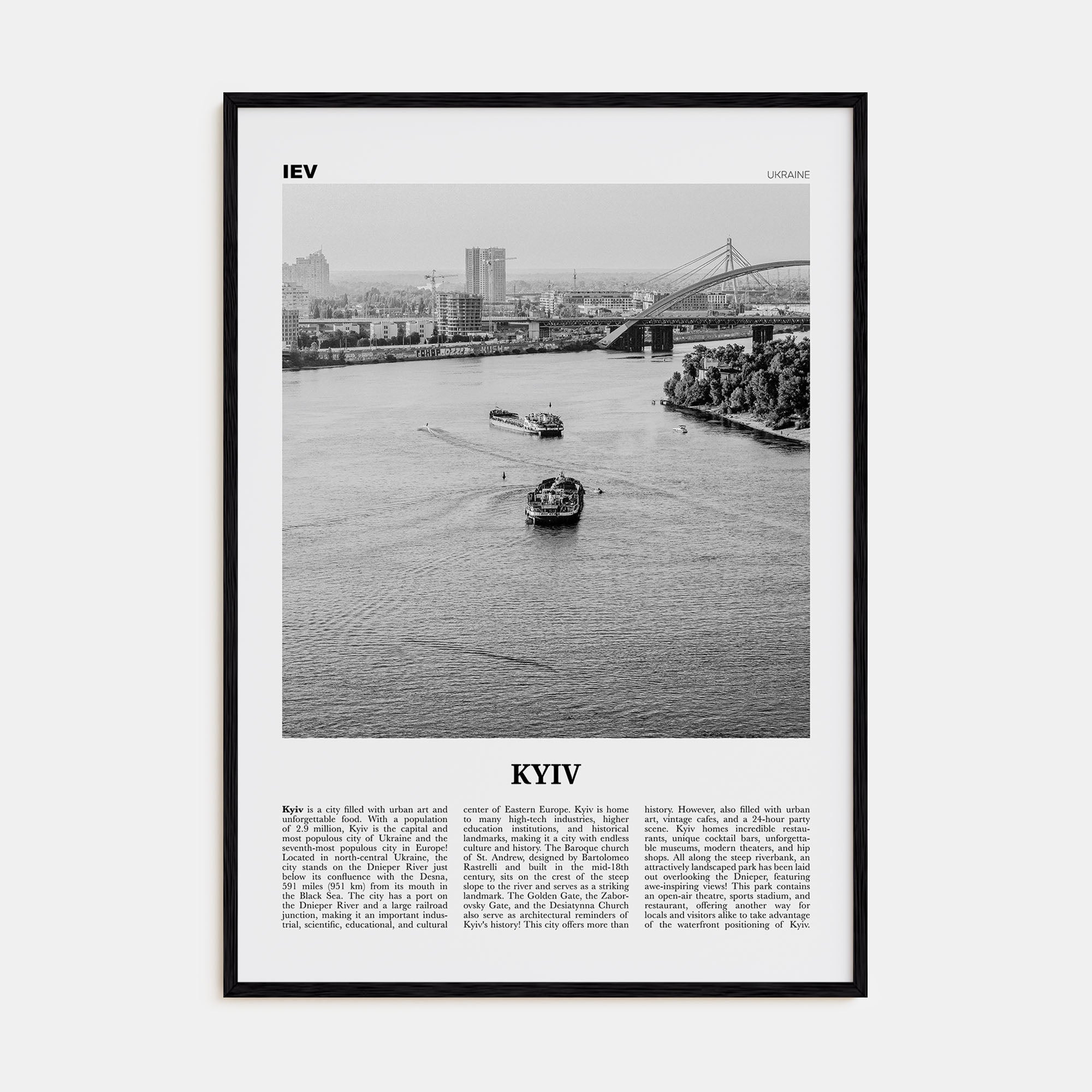 Kyiv Travel B&W No 2 Poster