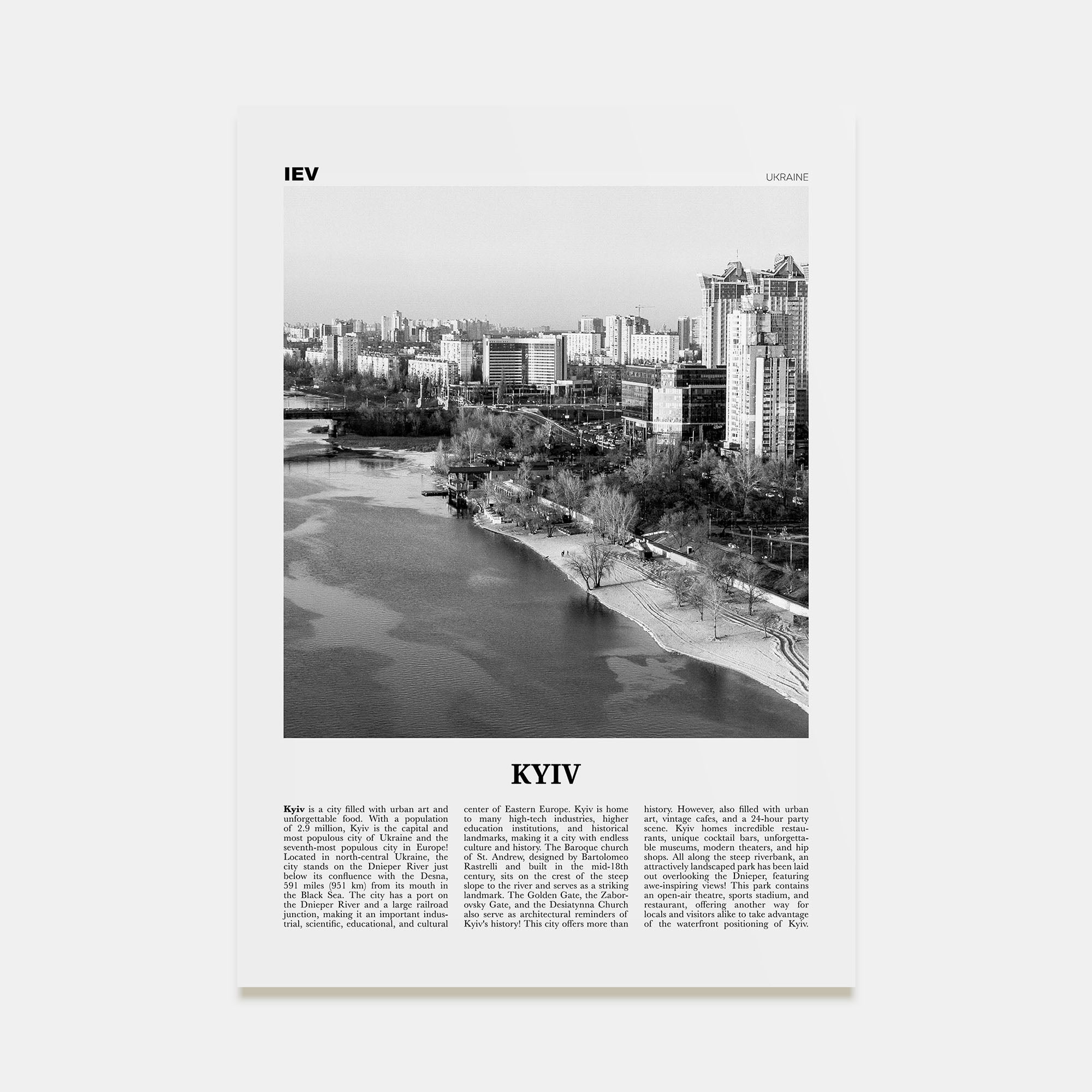 Kyiv Travel B&W No 4 Poster