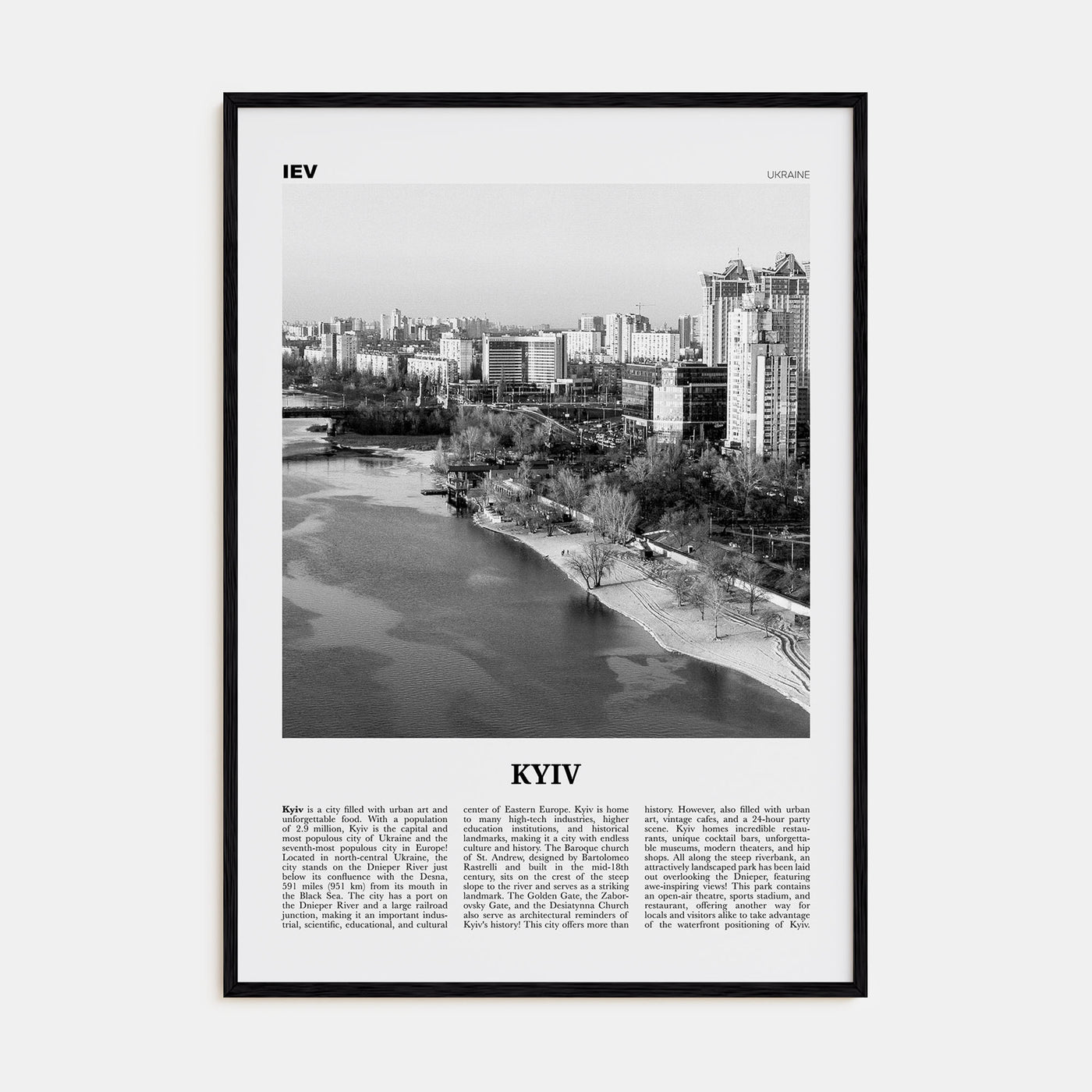 Kyiv Travel B&W No 4 Poster