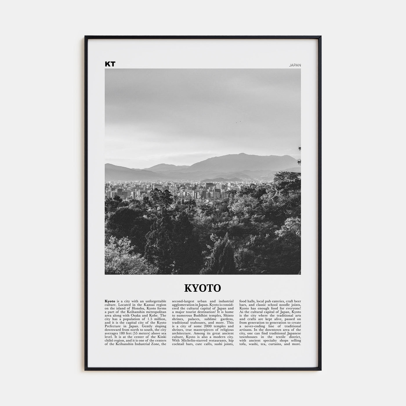 Kyoto Travel B&W No 2 Poster