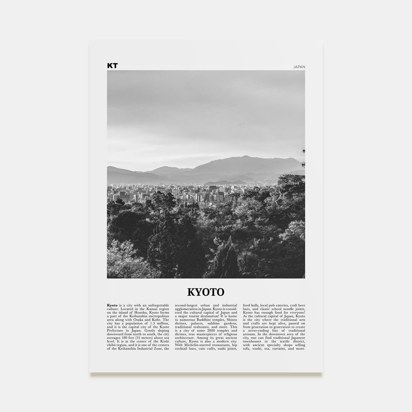 Kyoto Travel B&W No 2 Poster
