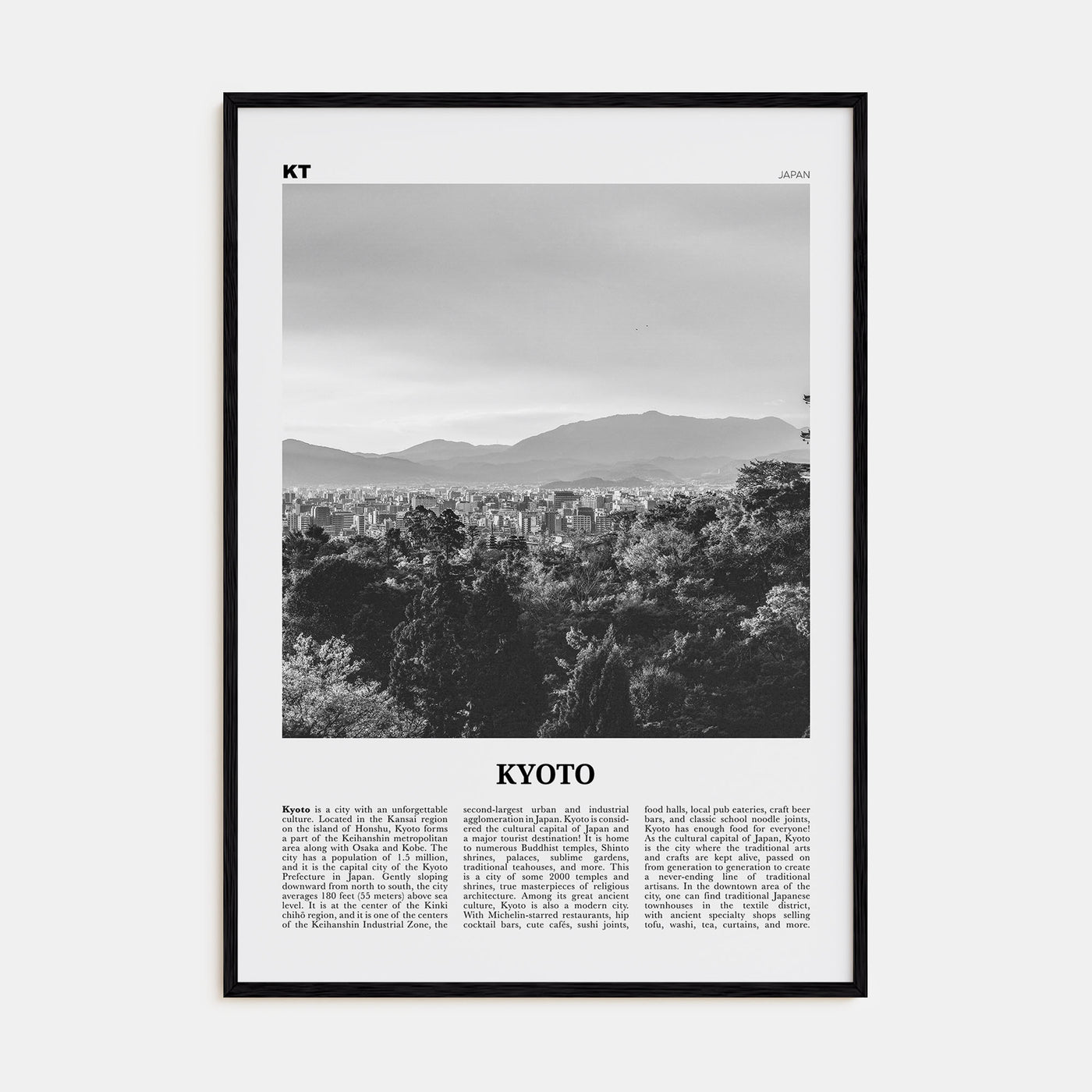 Kyoto Travel B&W No 2 Poster