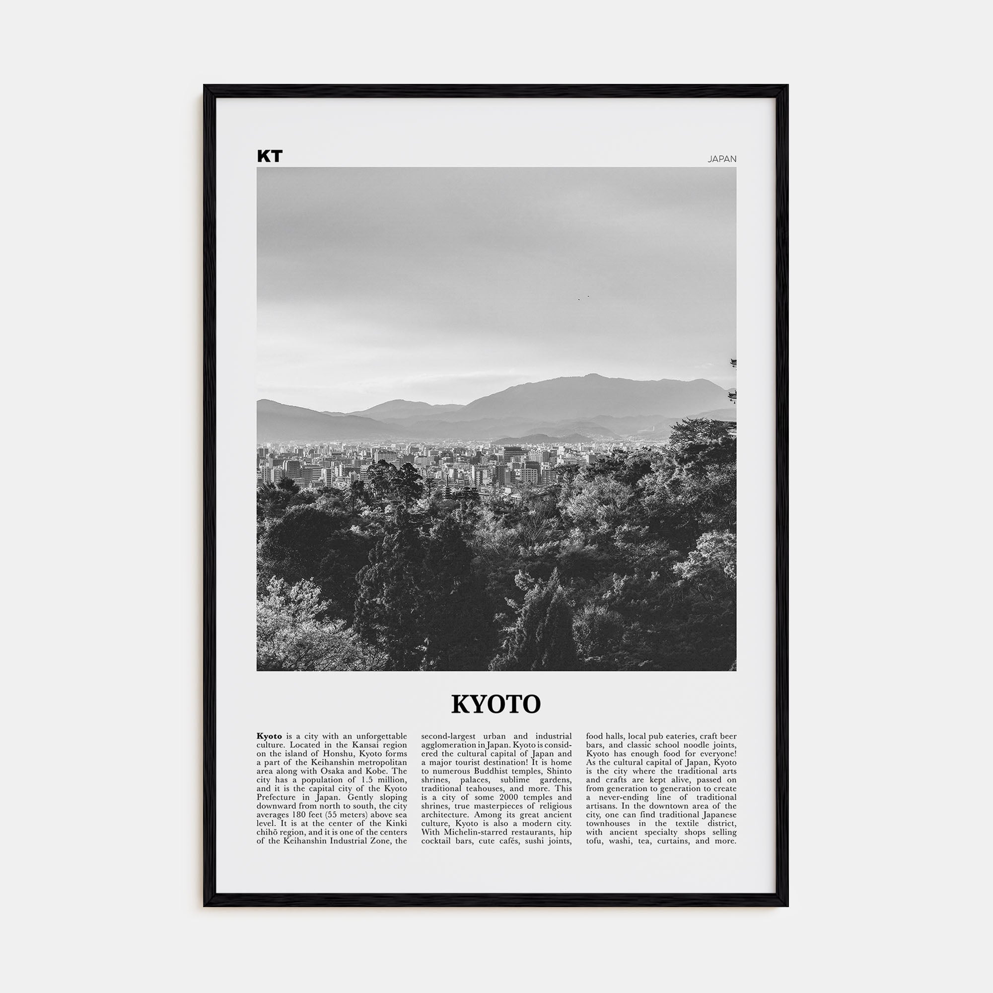 Kyoto Travel B&W No 2 Poster