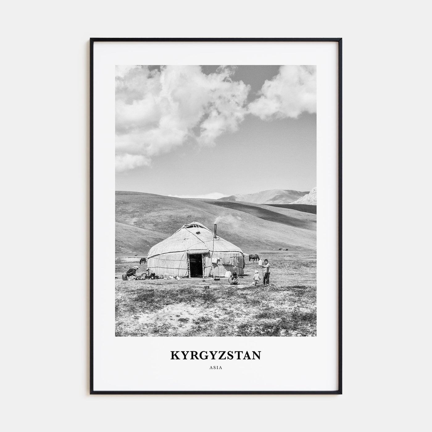 Kyrgyzstan Portrait B&W Poster
