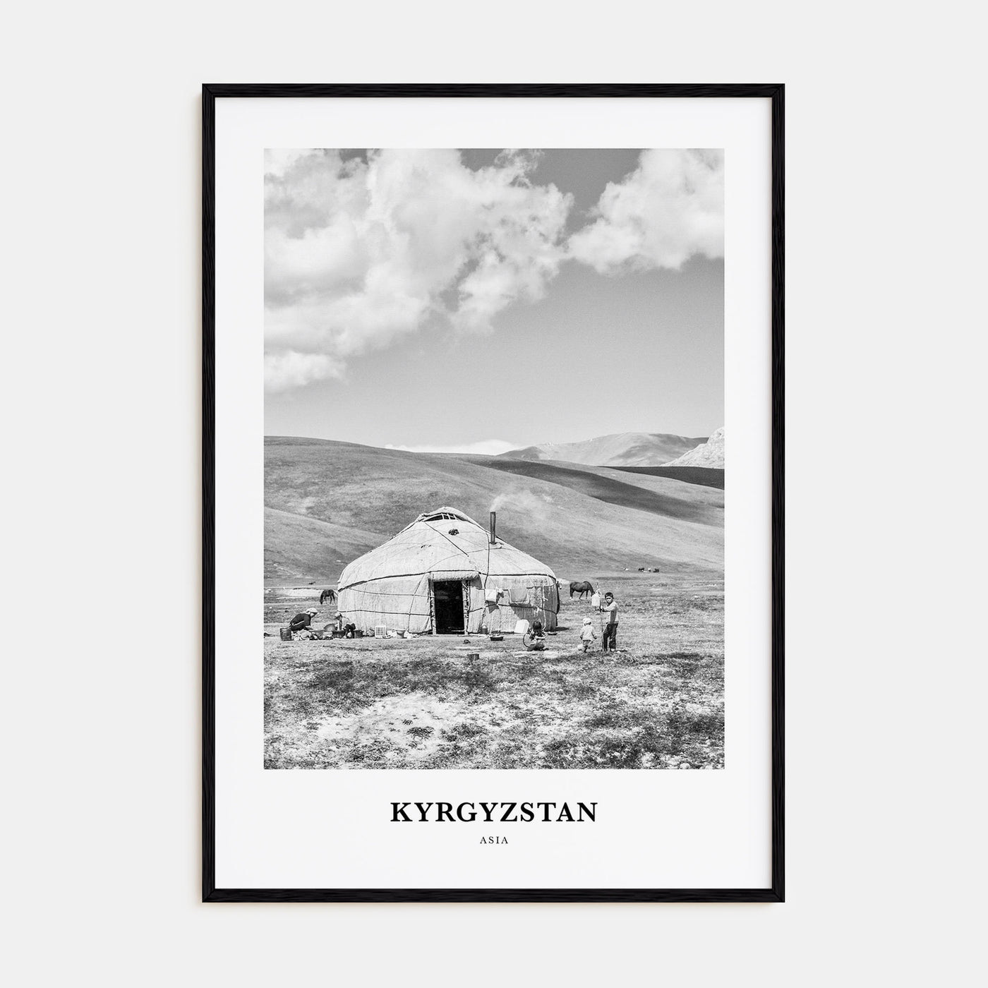 Kyrgyzstan Portrait B&W Poster