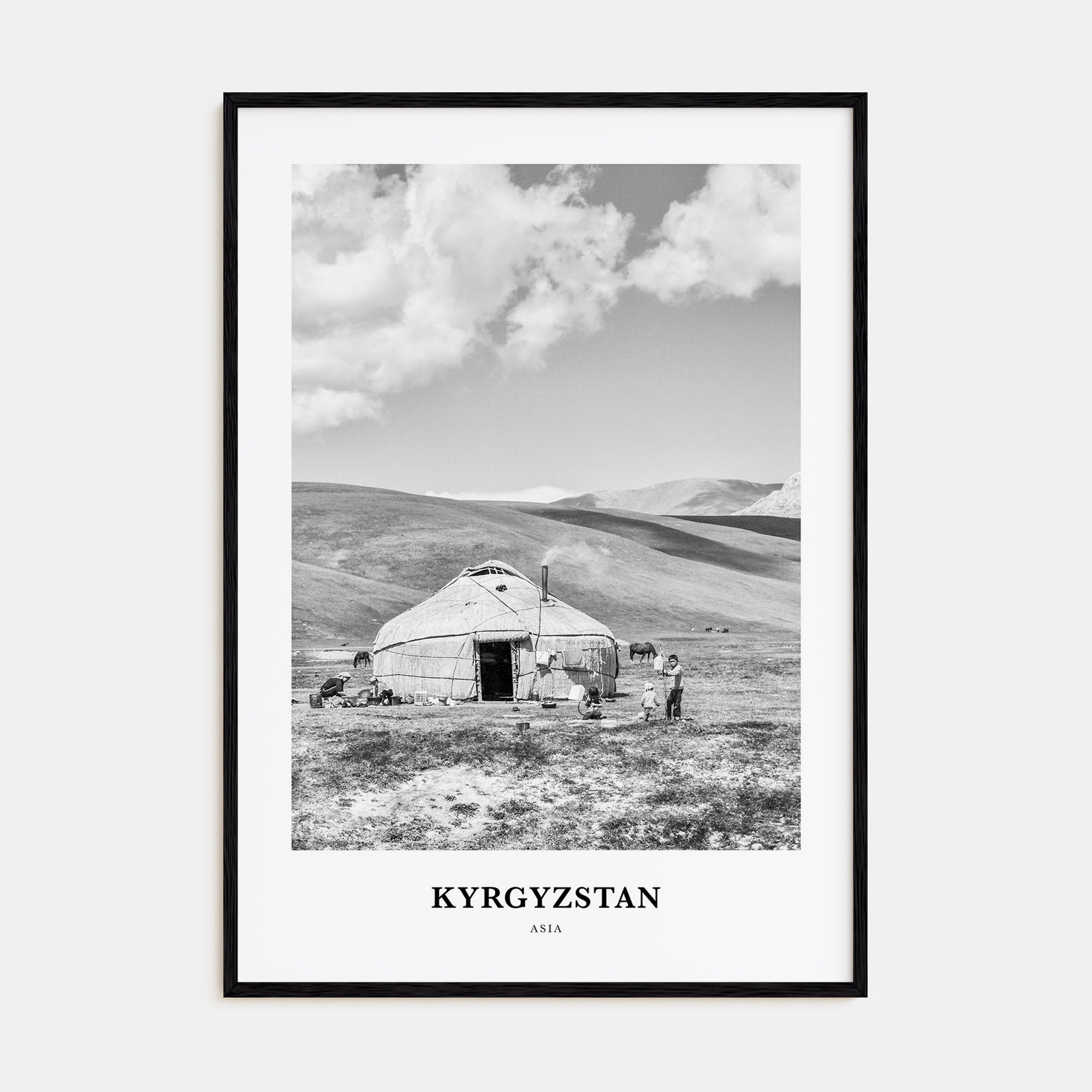 Kyrgyzstan Portrait B&W Poster
