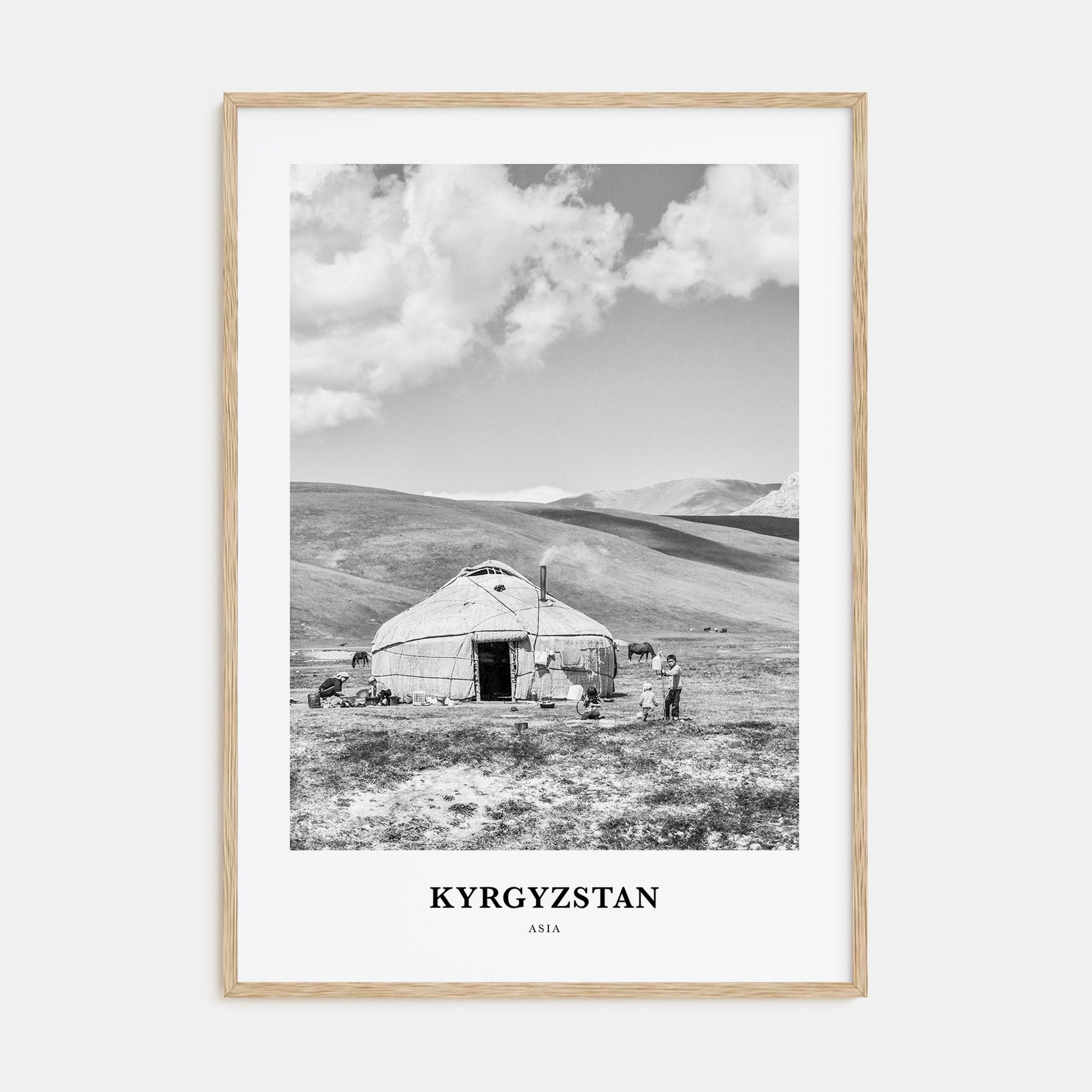 Kyrgyzstan Portrait B&W Poster