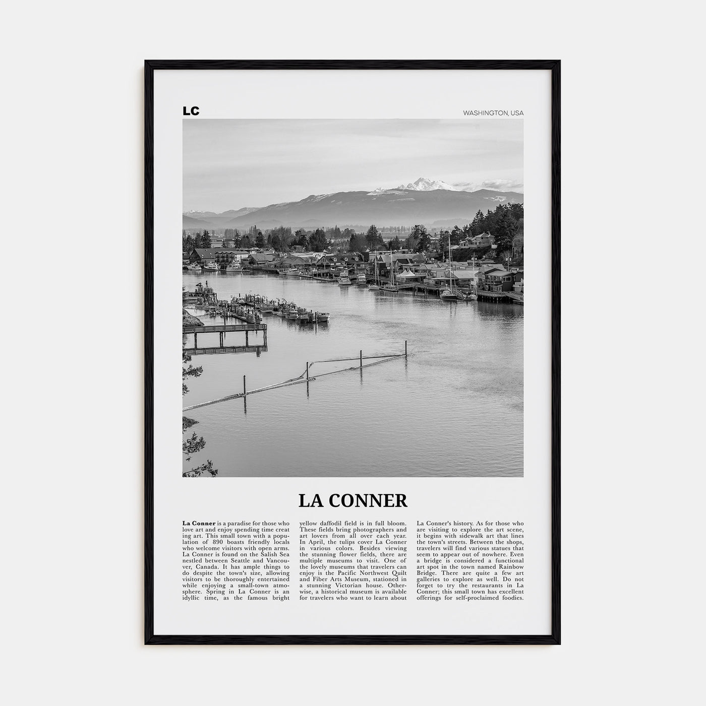 La Conner Travel B&W Poster