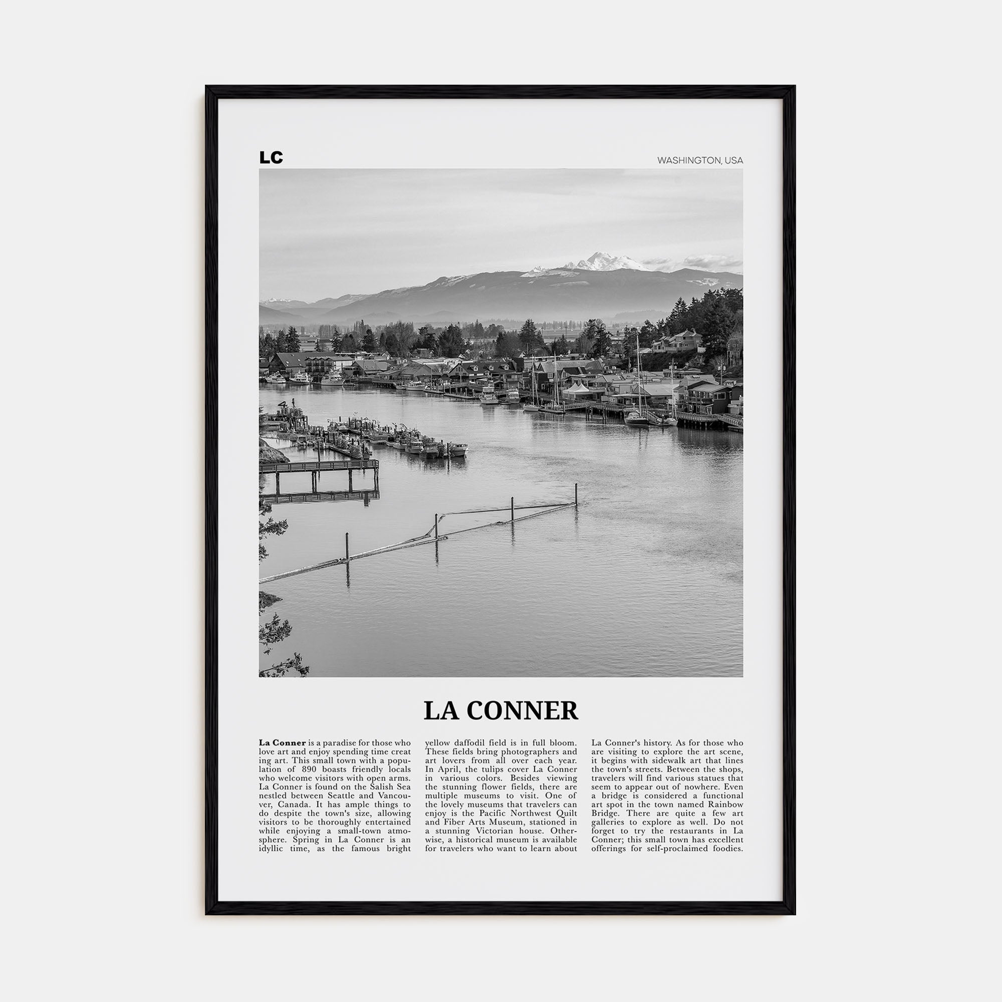 La Conner Travel B&W Poster