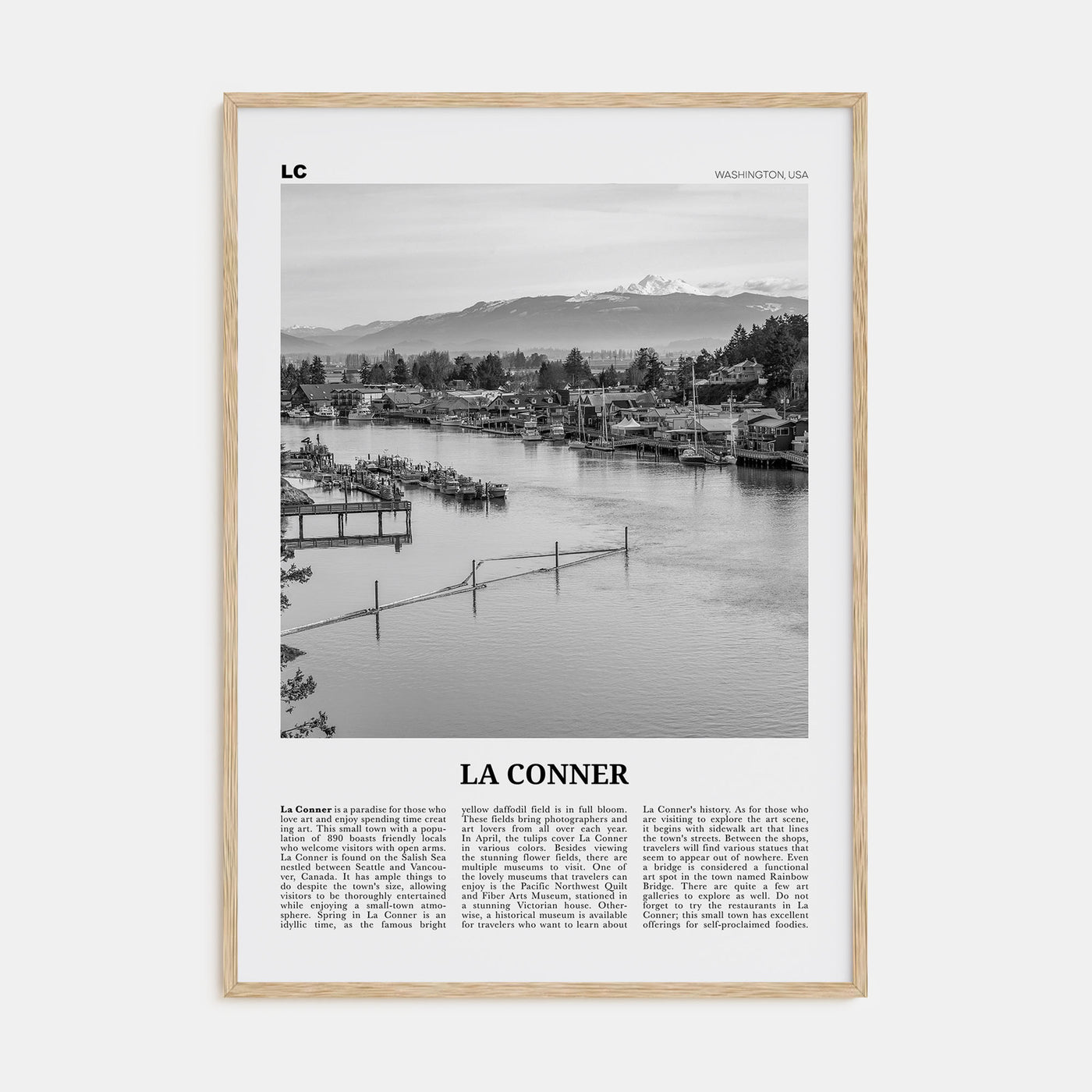 La Conner Travel B&W Poster