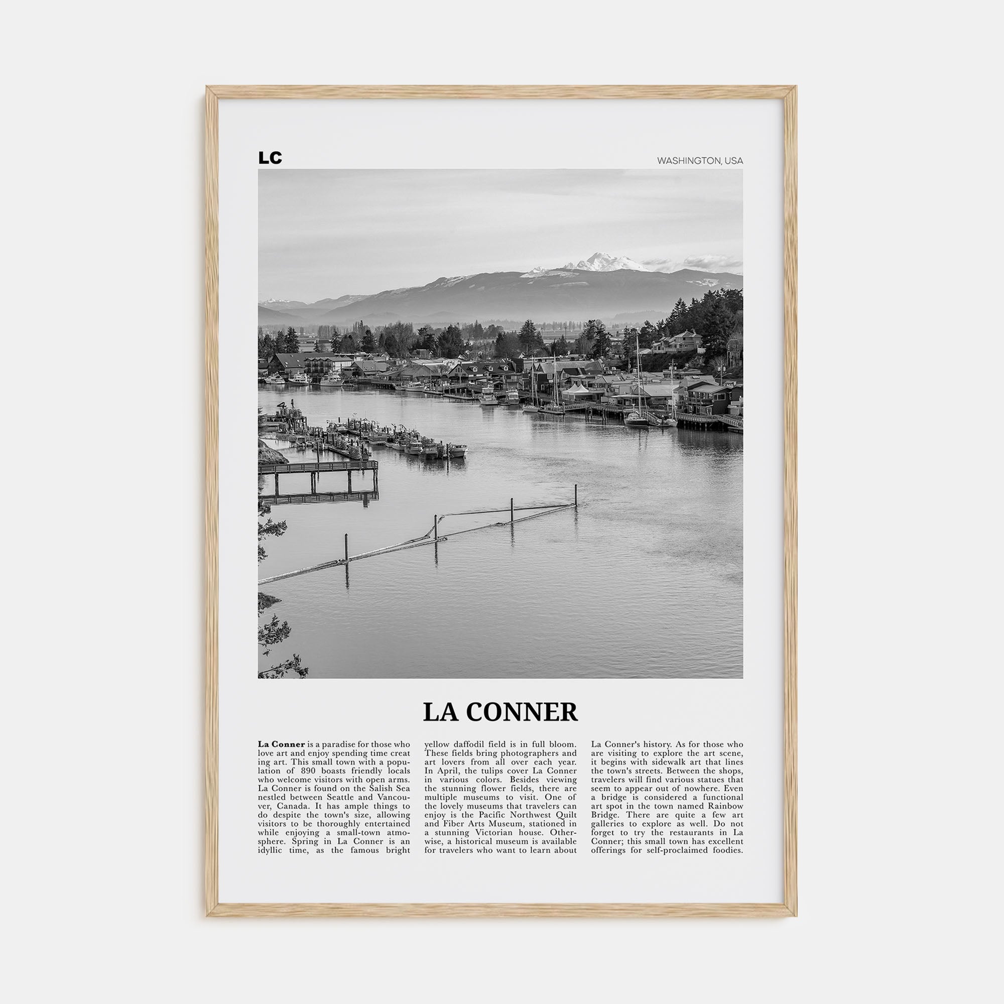 La Conner Travel B&W Poster