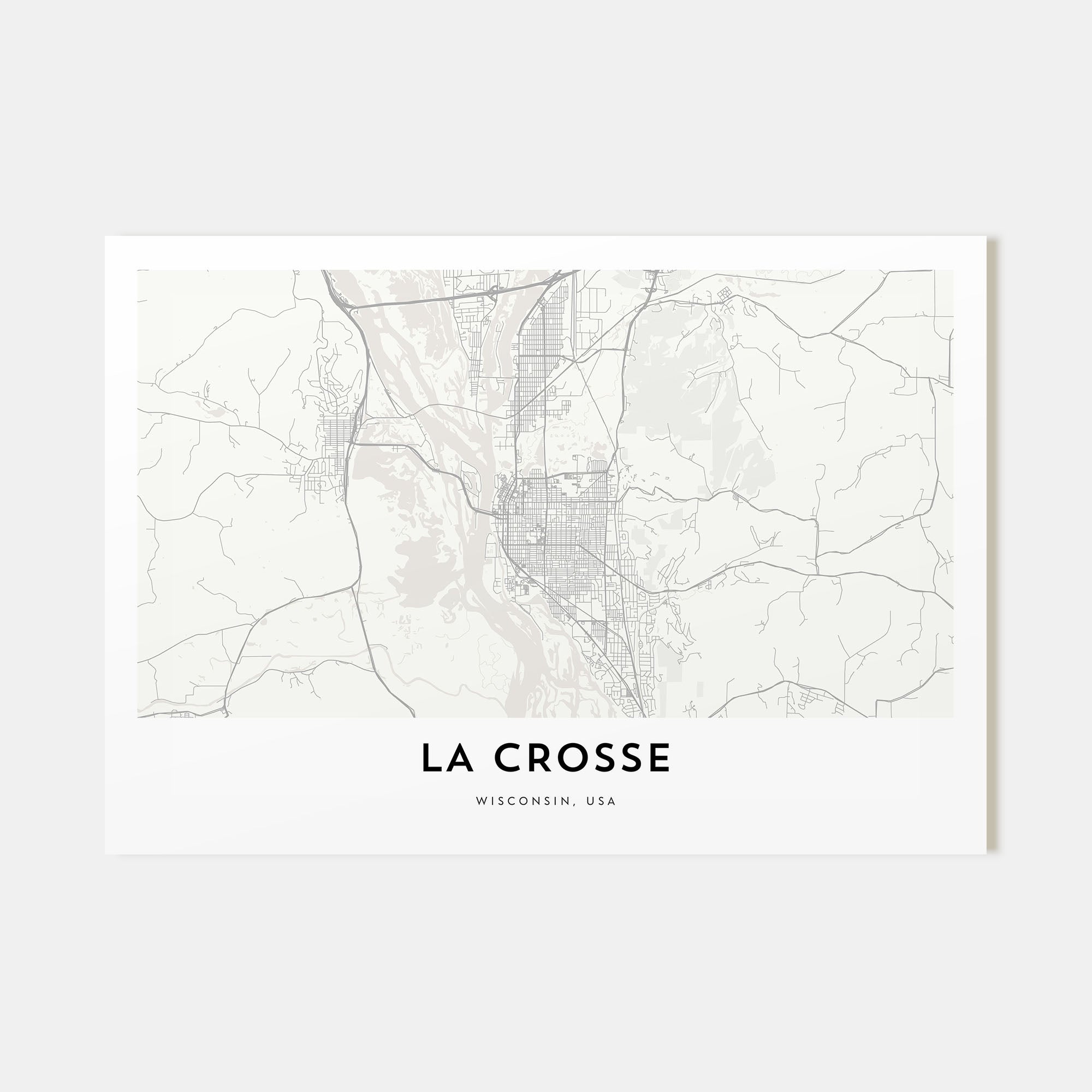 La Crosse Map Landscape Poster