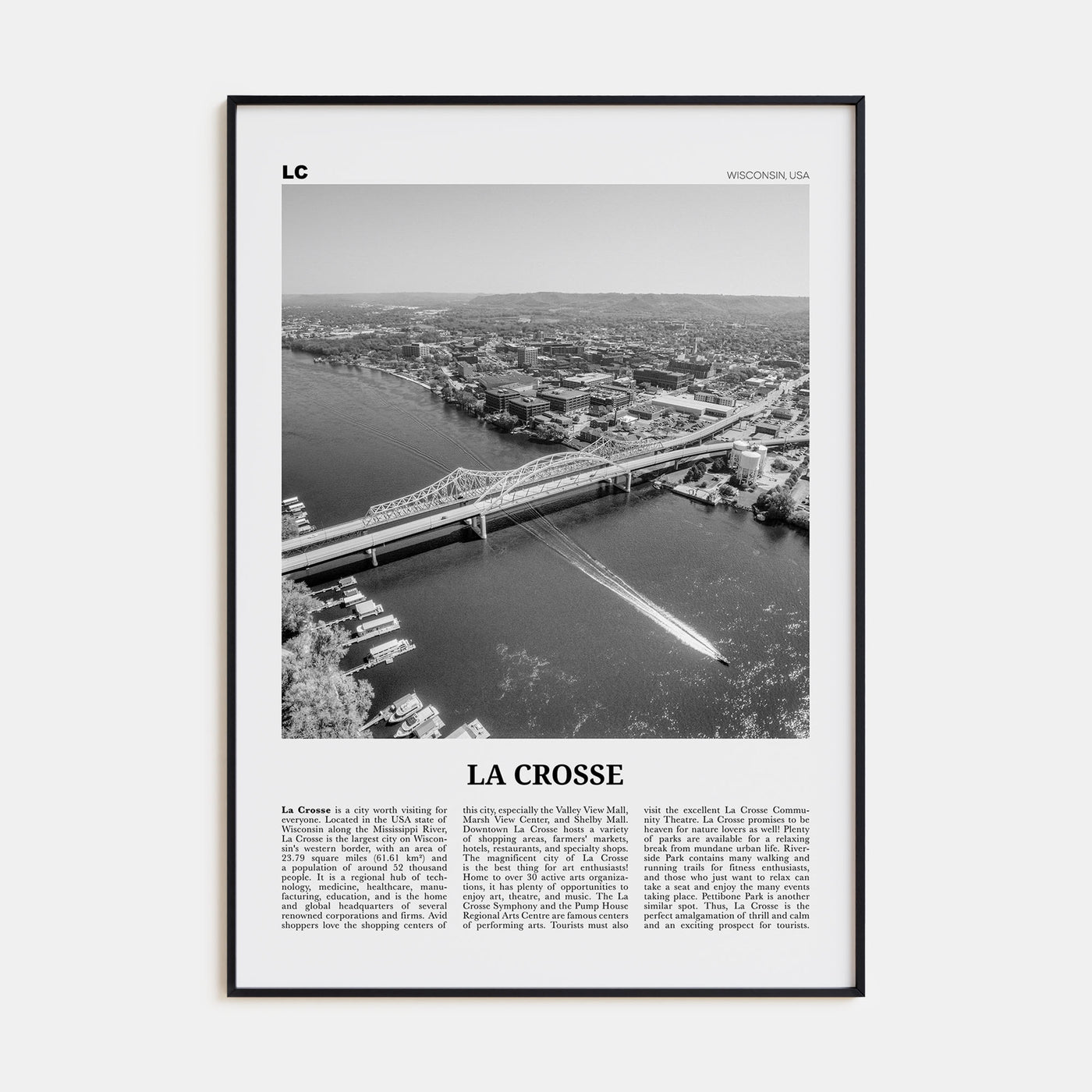 La Crosse Travel B&W Poster