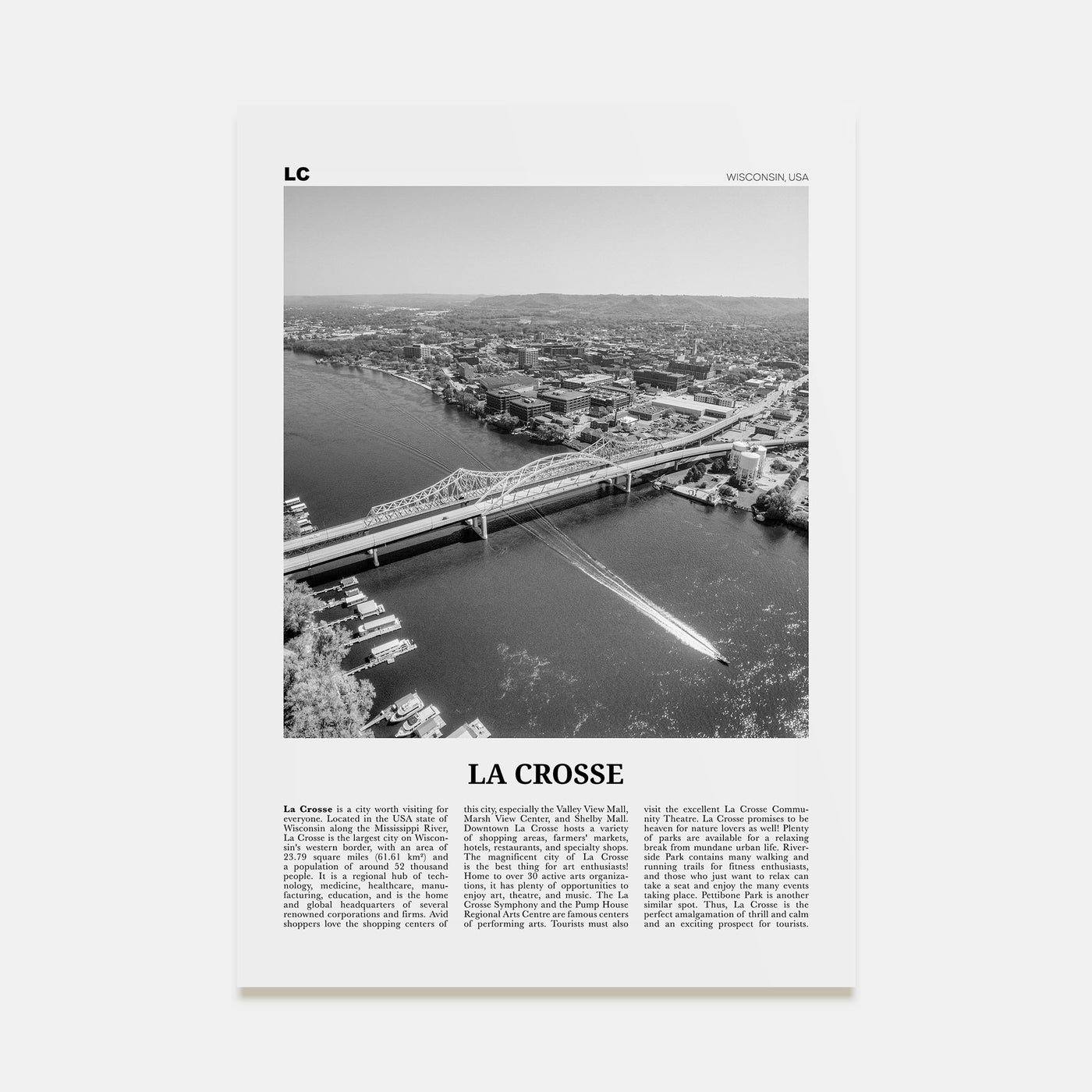 La Crosse Travel B&W Poster