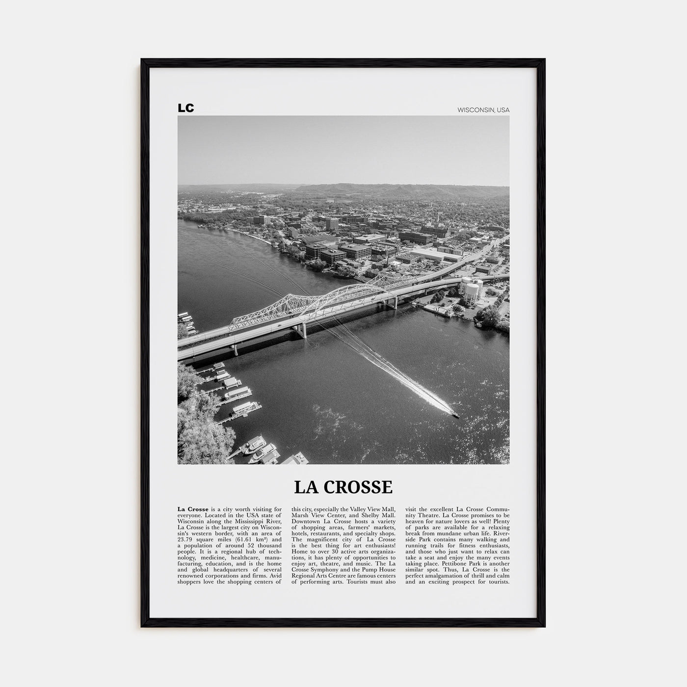 La Crosse Travel B&W Poster