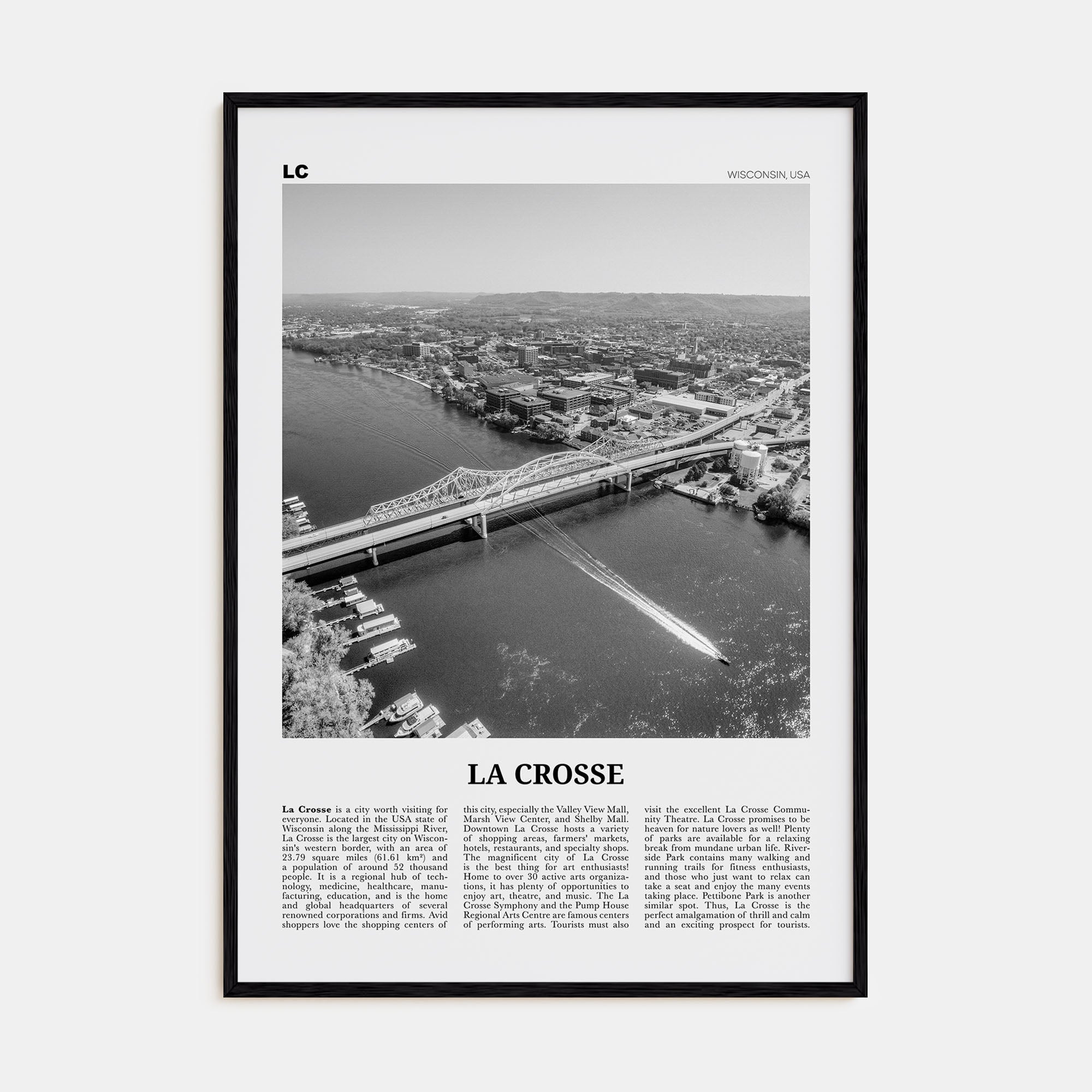 La Crosse Travel B&W Poster