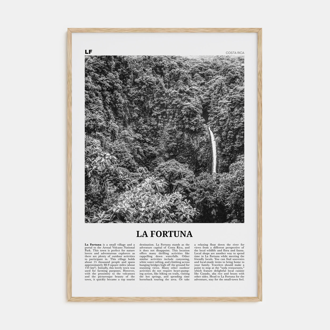 La Fortuna Travel B&W Poster
