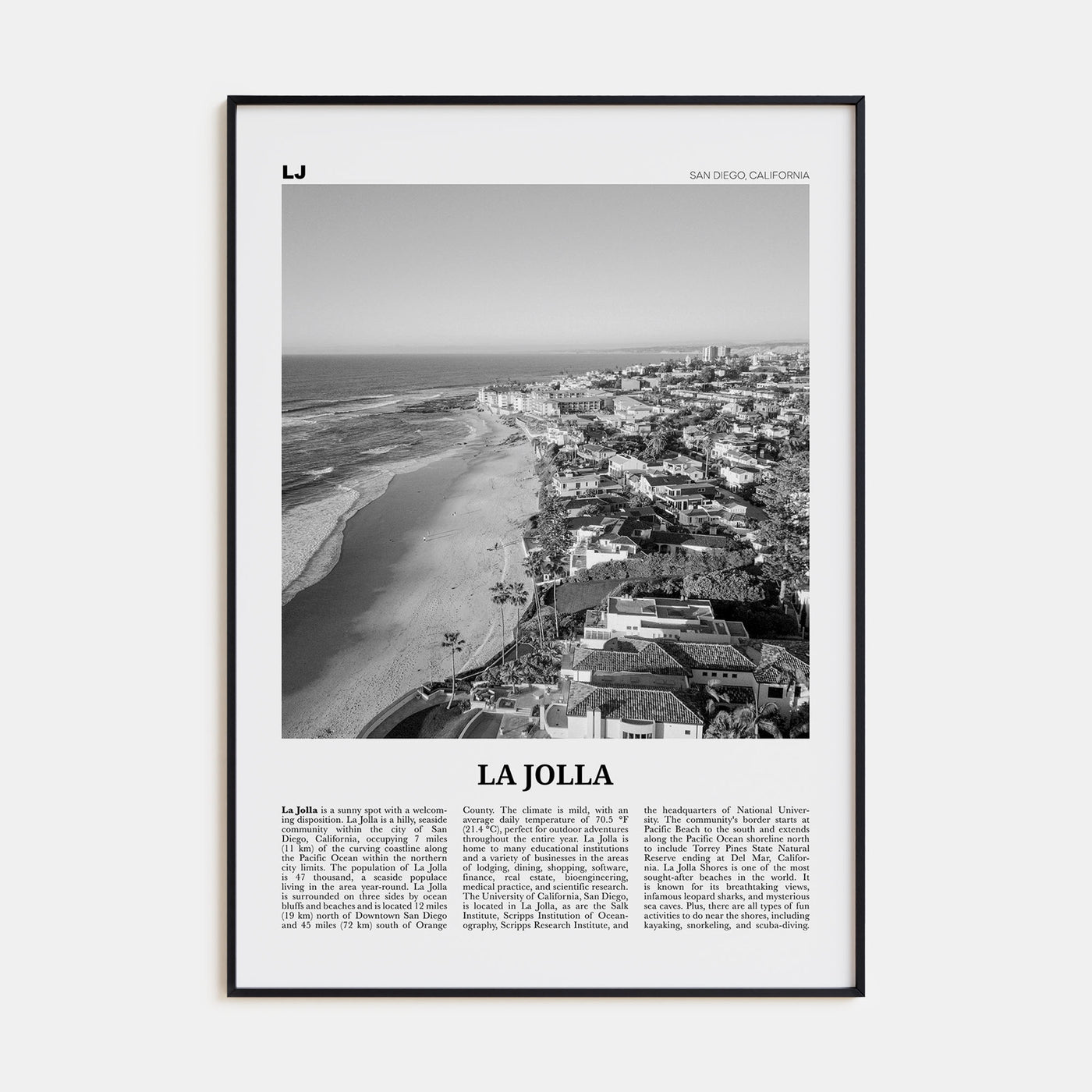 La Jolla Travel B&W No 2 Poster