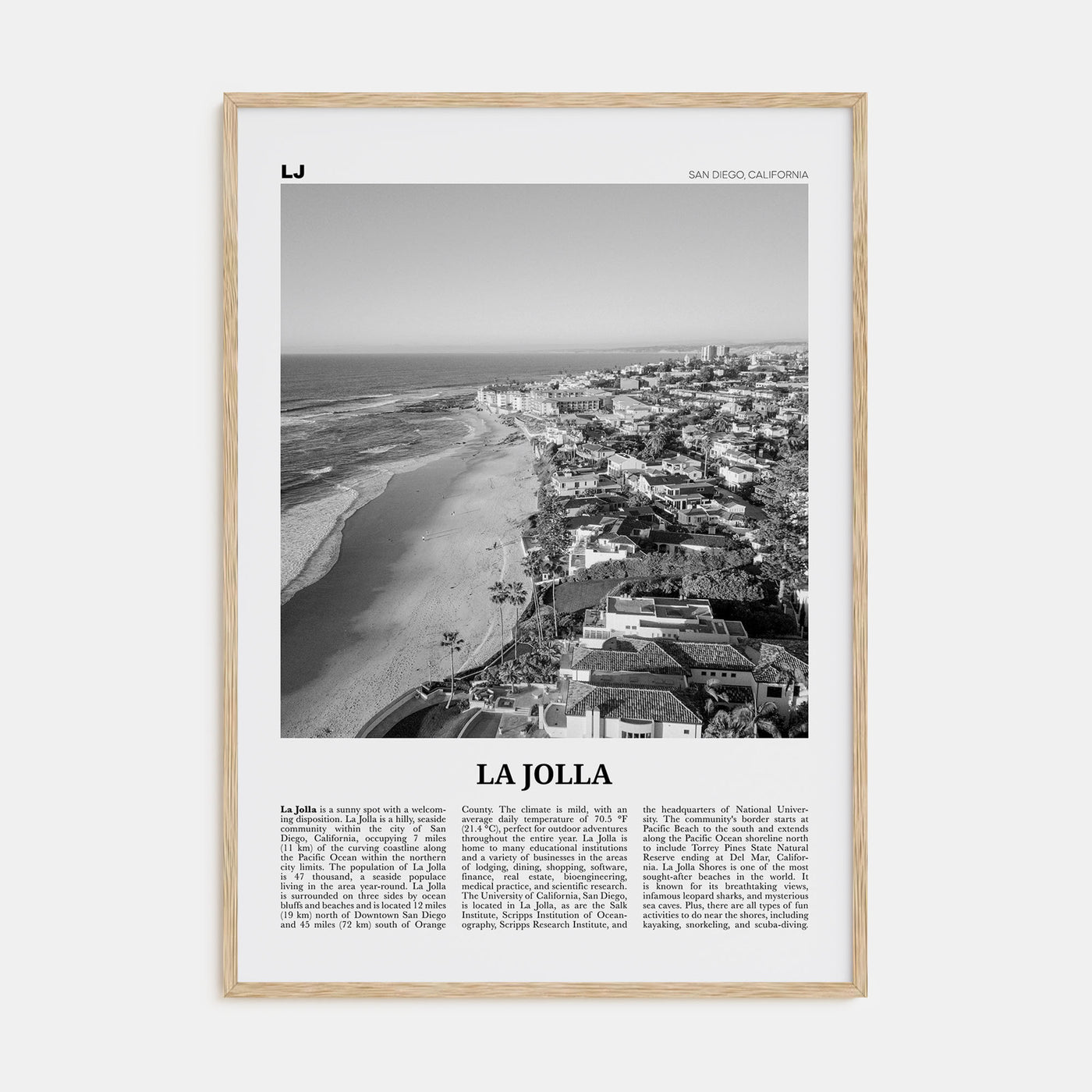 La Jolla Travel B&W No 2 Poster