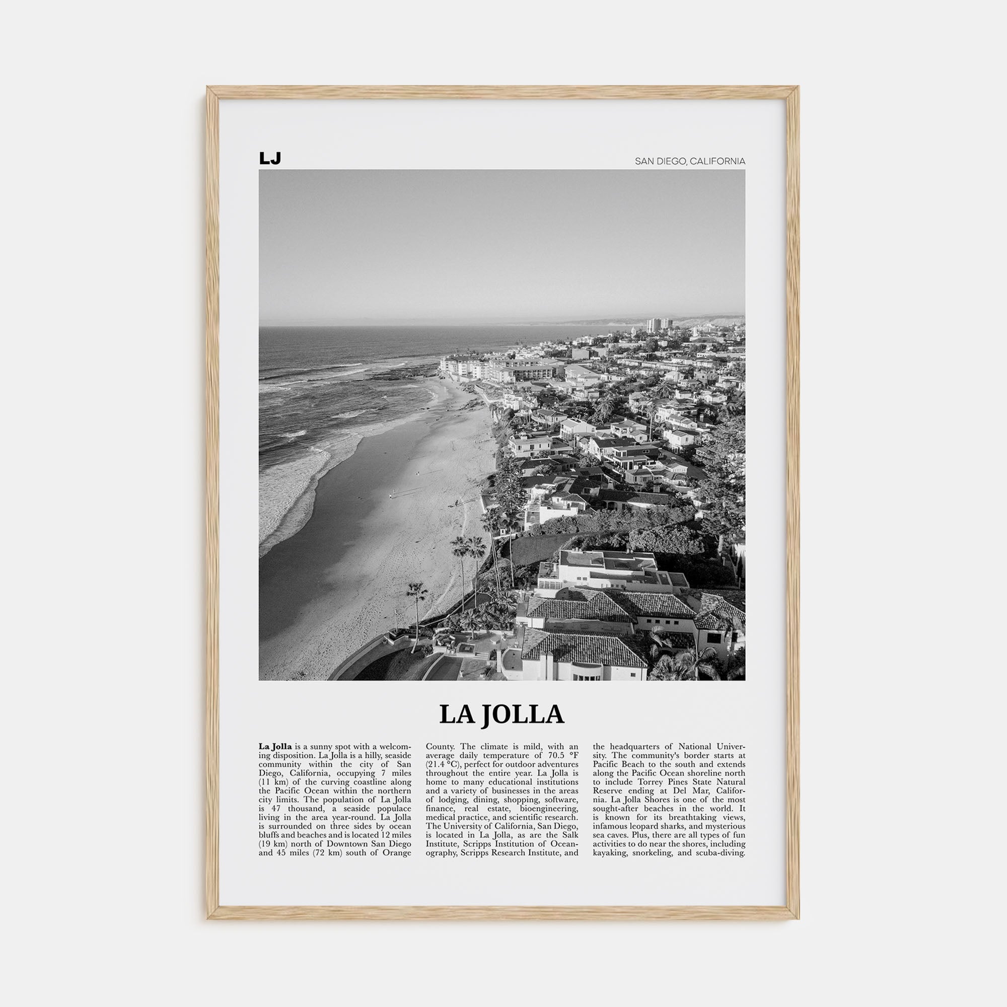 La Jolla Travel B&W No 2 Poster