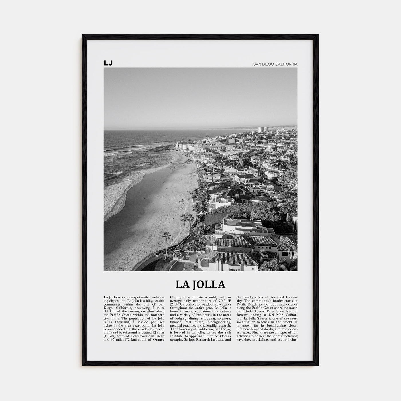 La Jolla Travel B&W No 2 Poster