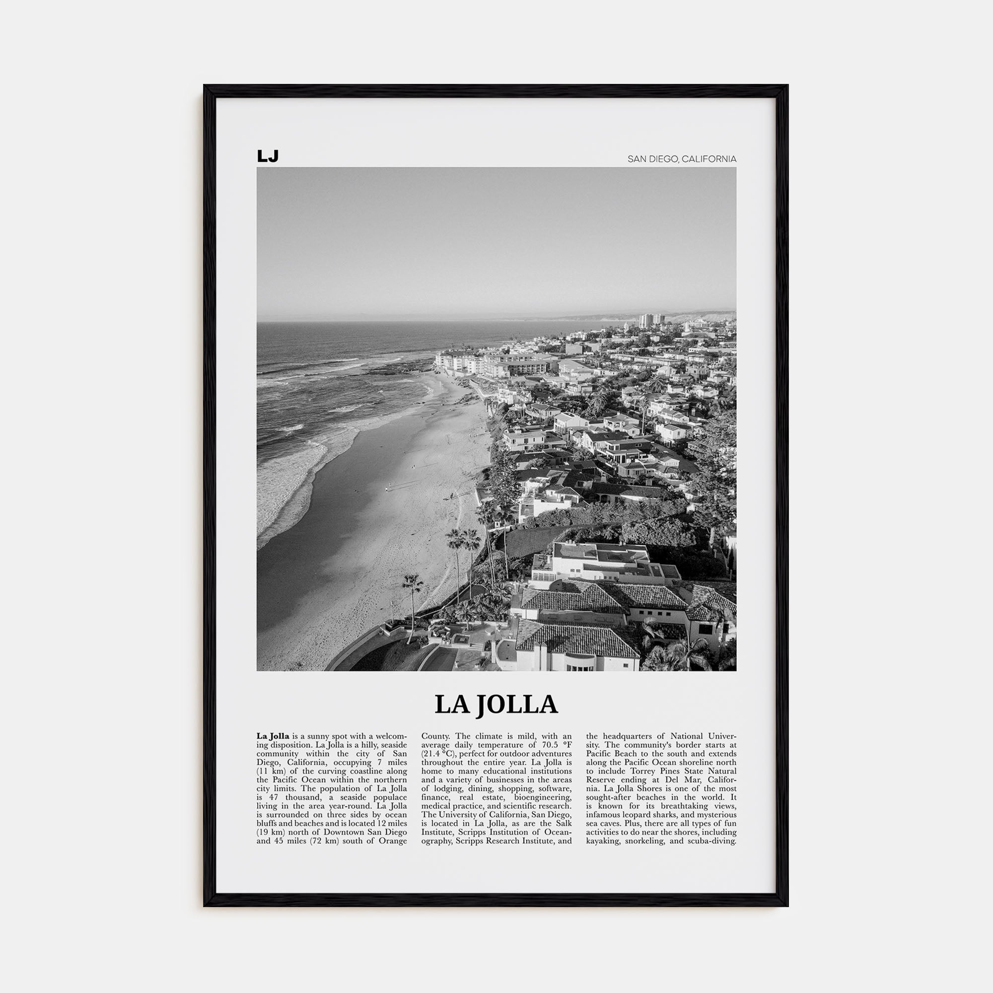 La Jolla Travel B&W No 2 Poster