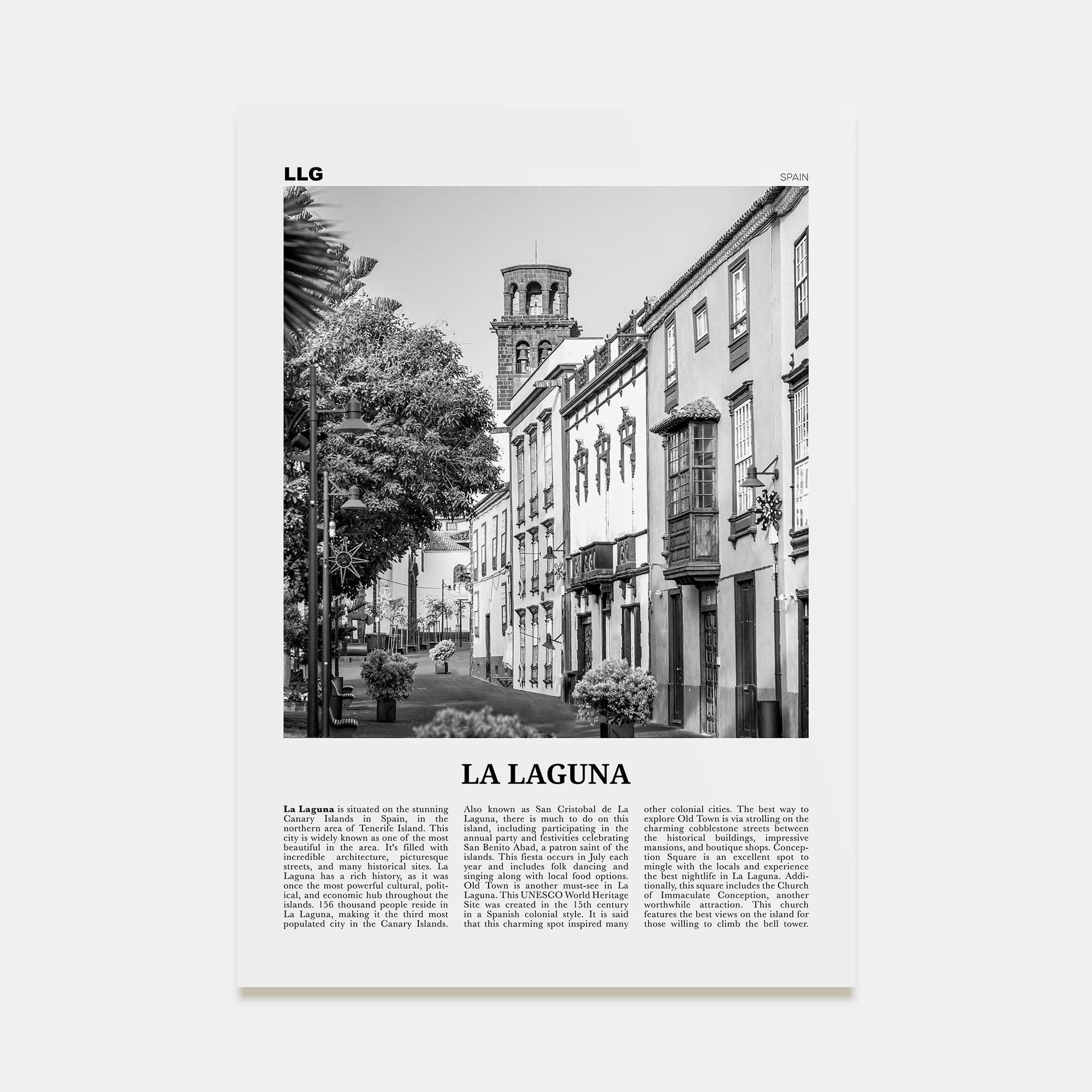 La Laguna Travel B&W Poster