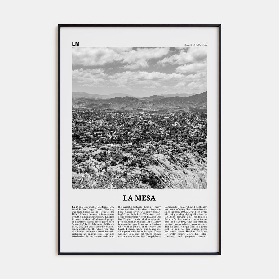 La Mesa Travel B&W Poster