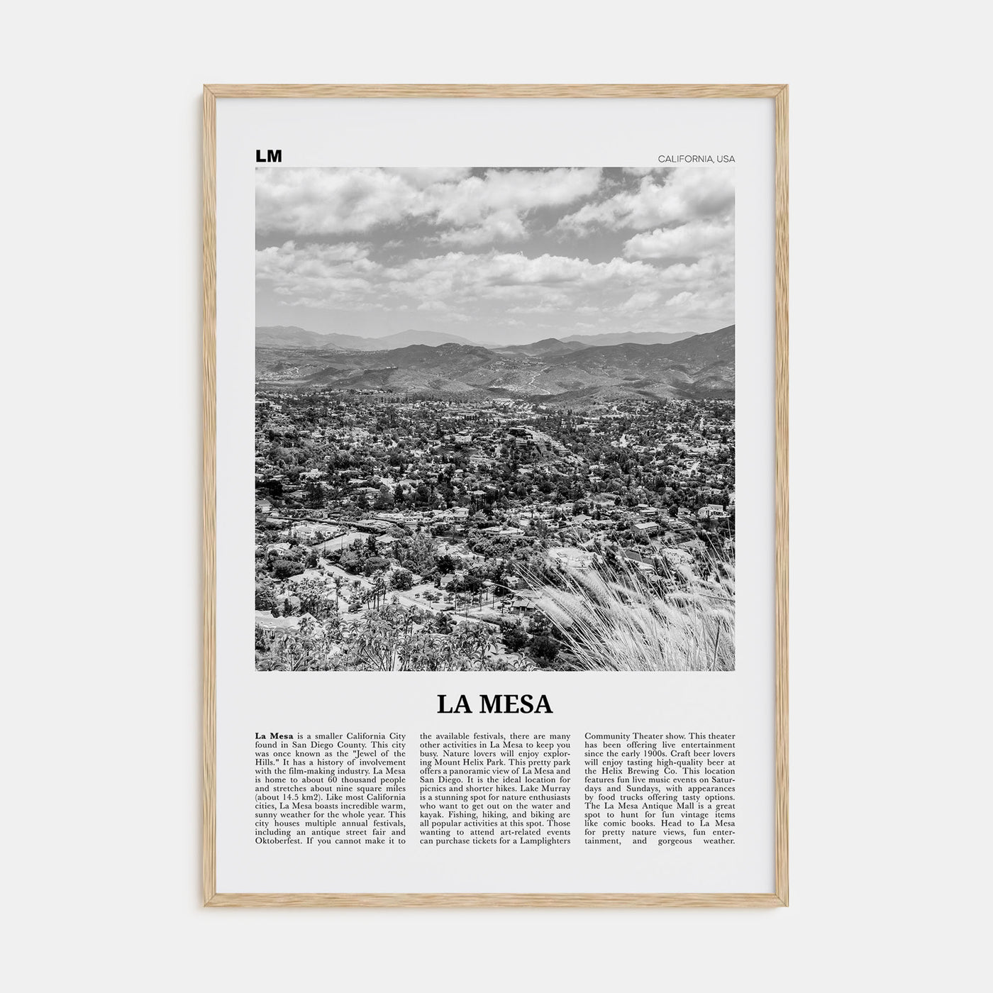 La Mesa Travel B&W Poster