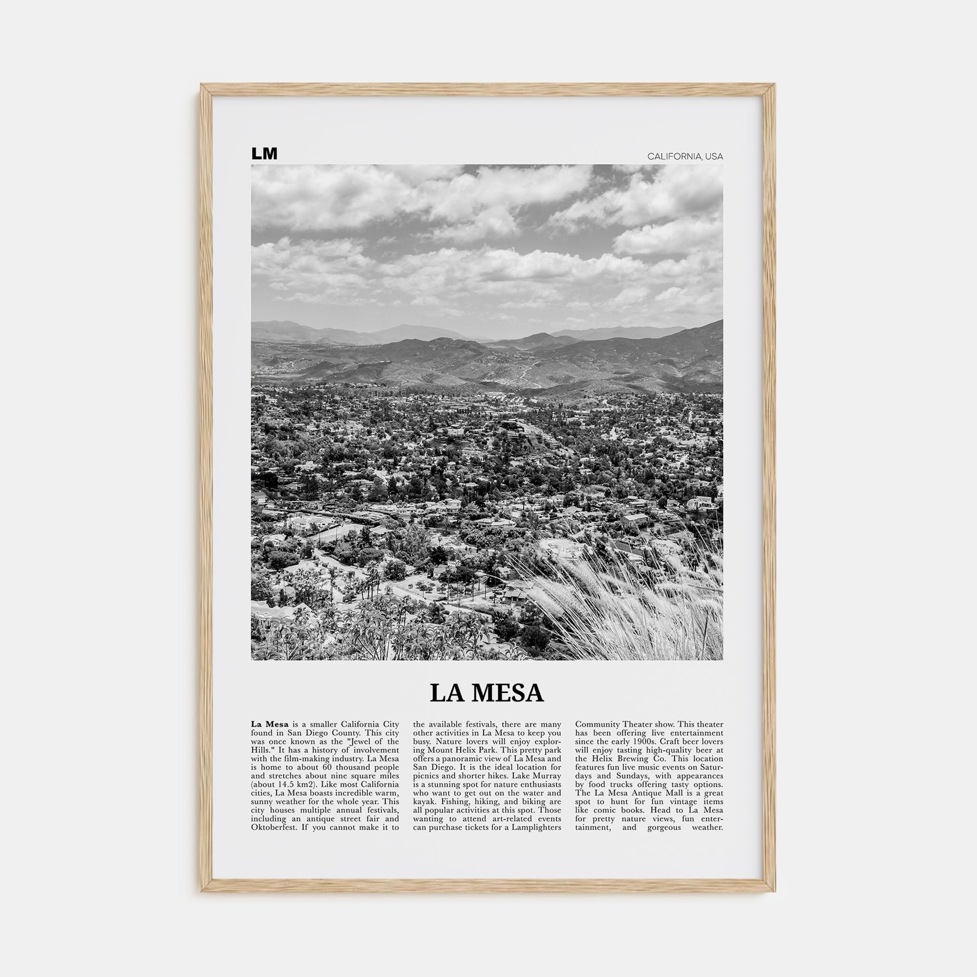 La Mesa Travel B&W Poster