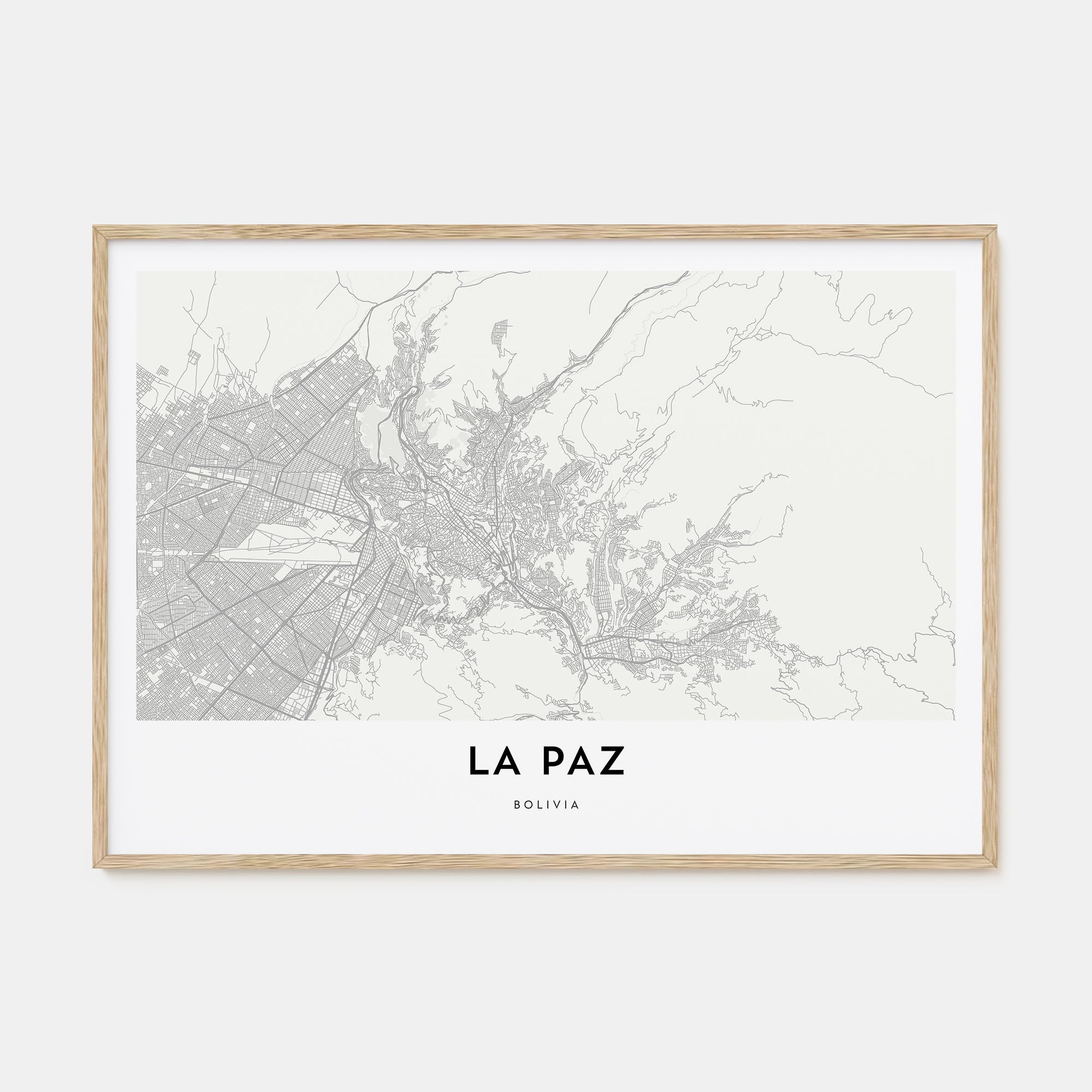 La Paz Map Landscape Poster