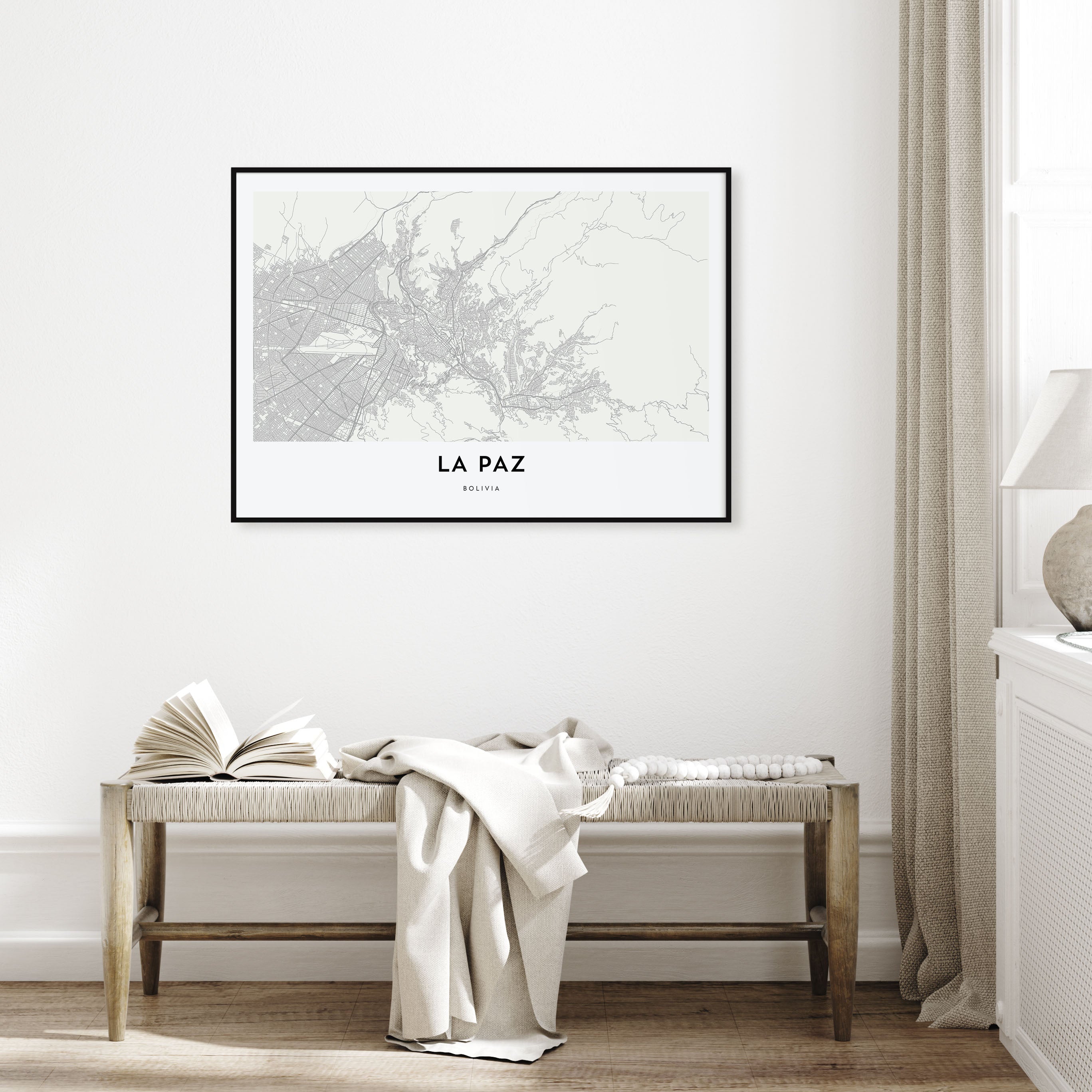 La Paz Map Landscape Poster