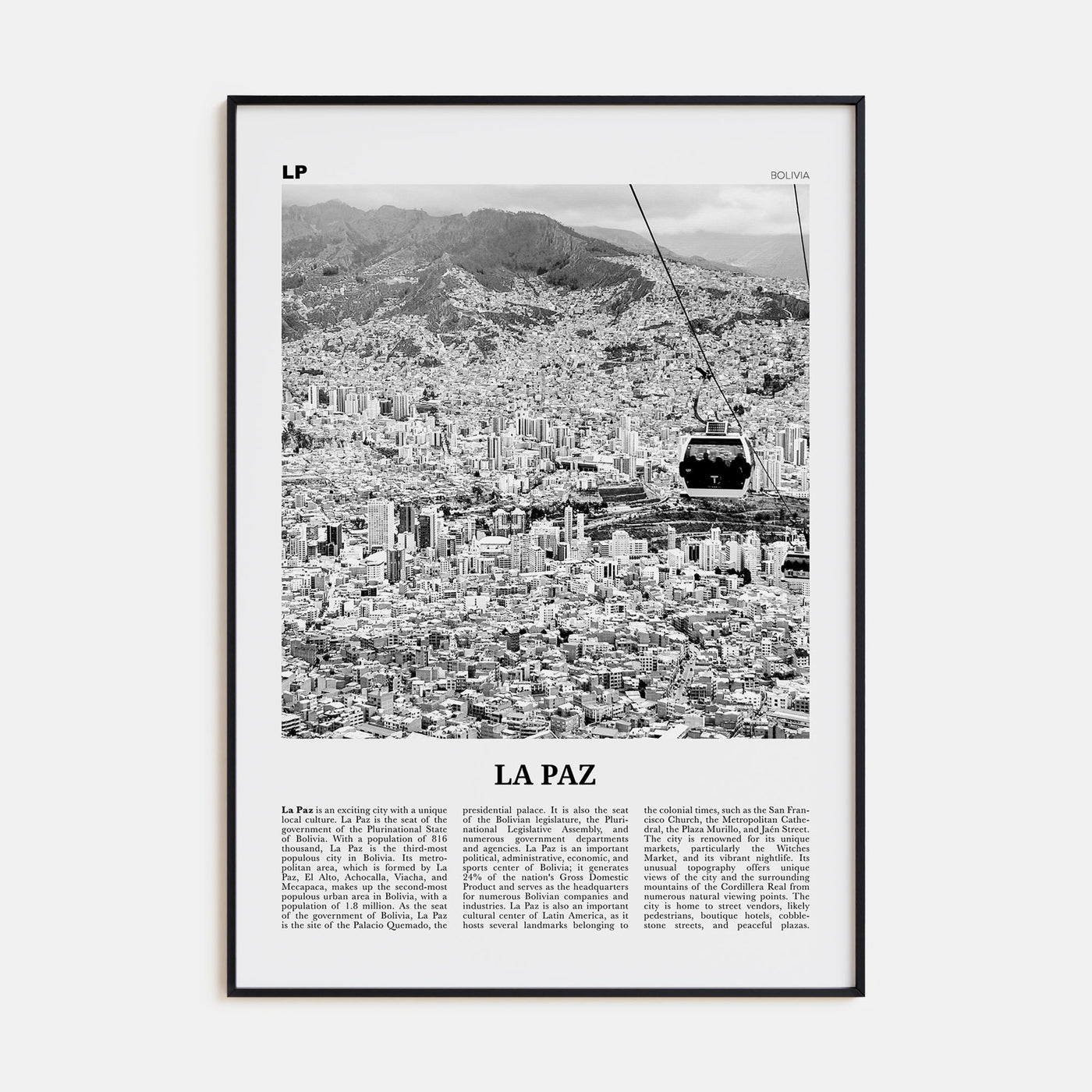 La Paz Travel B&W Poster