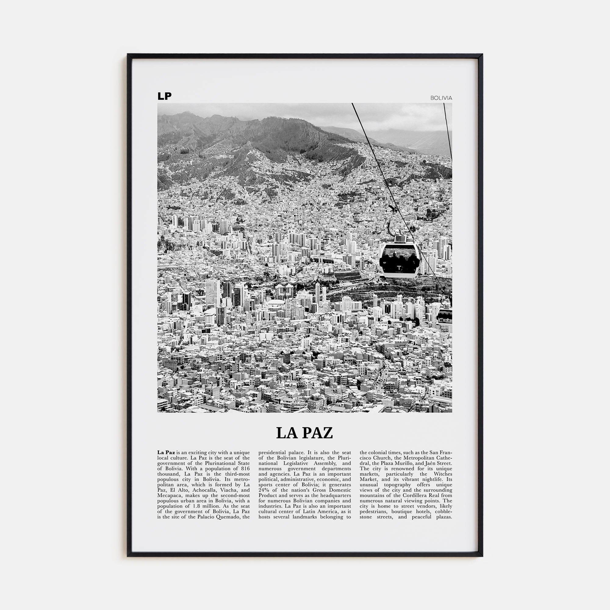 La Paz Travel B&W Poster
