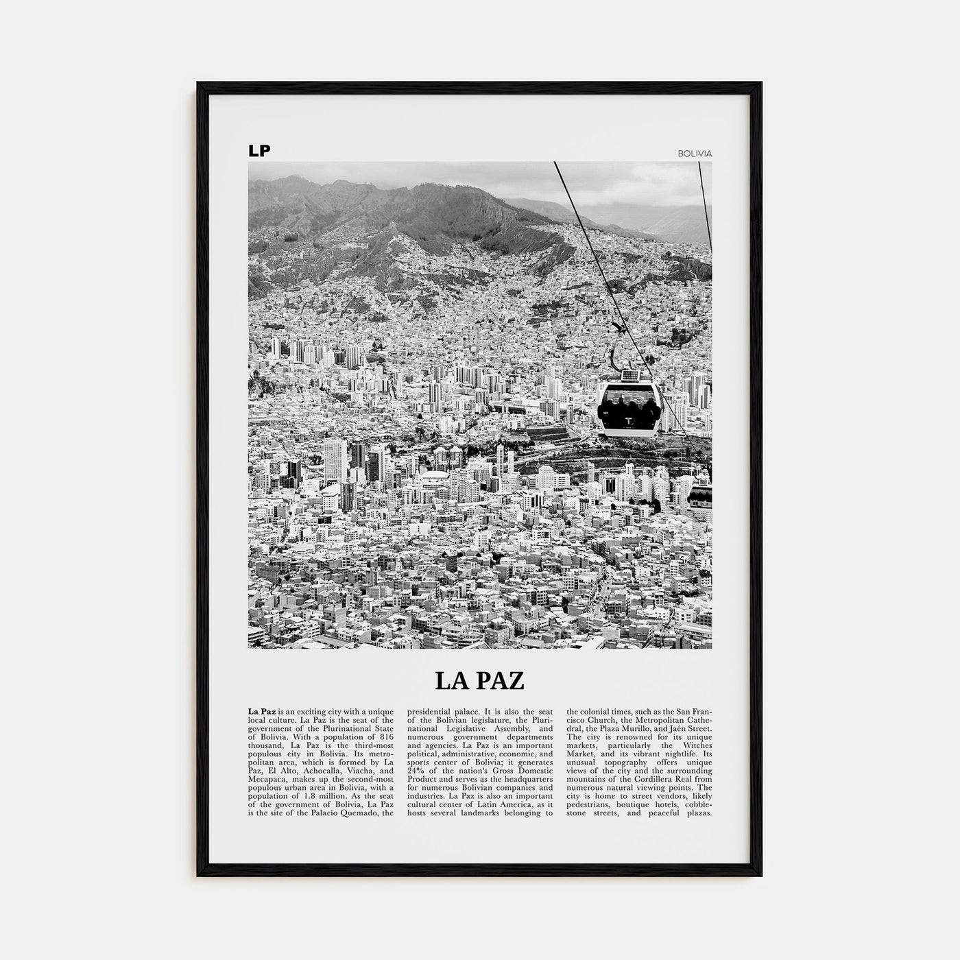 La Paz Travel B&W Poster