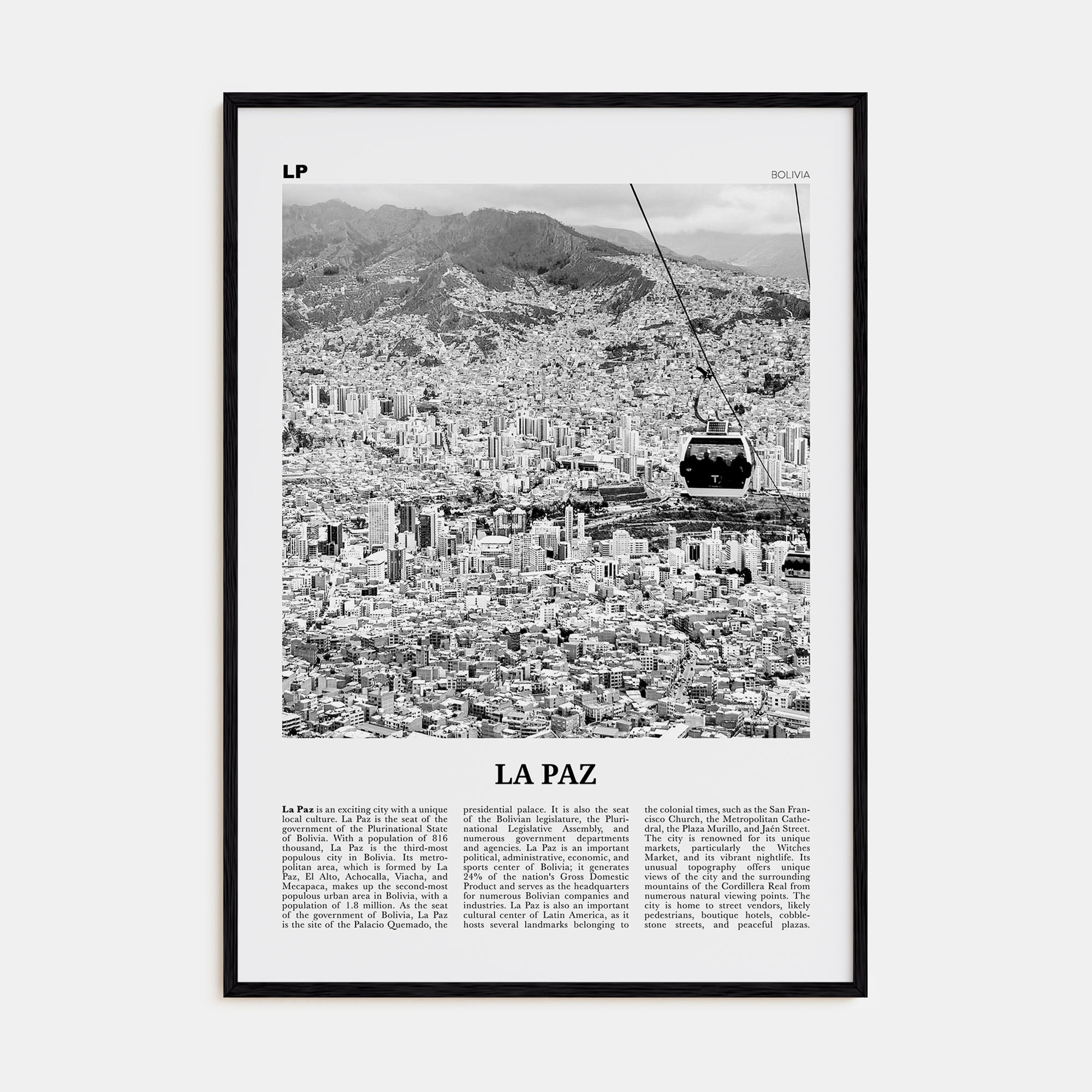 La Paz Travel B&W Poster