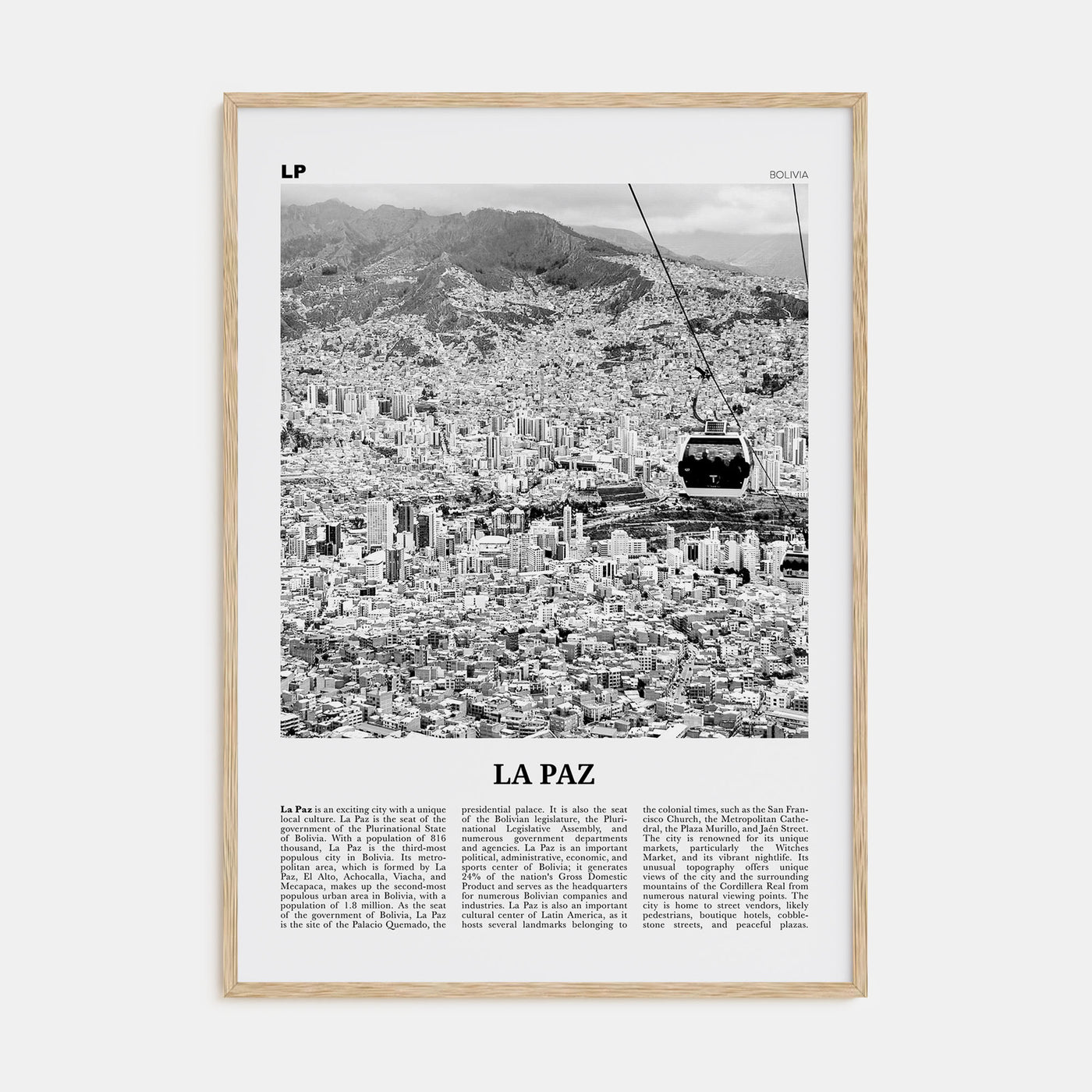 La Paz Travel B&W Poster