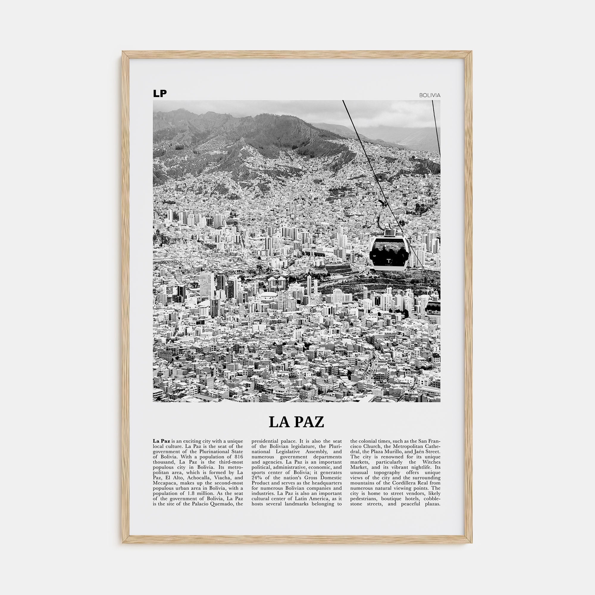 La Paz Travel B&W Poster