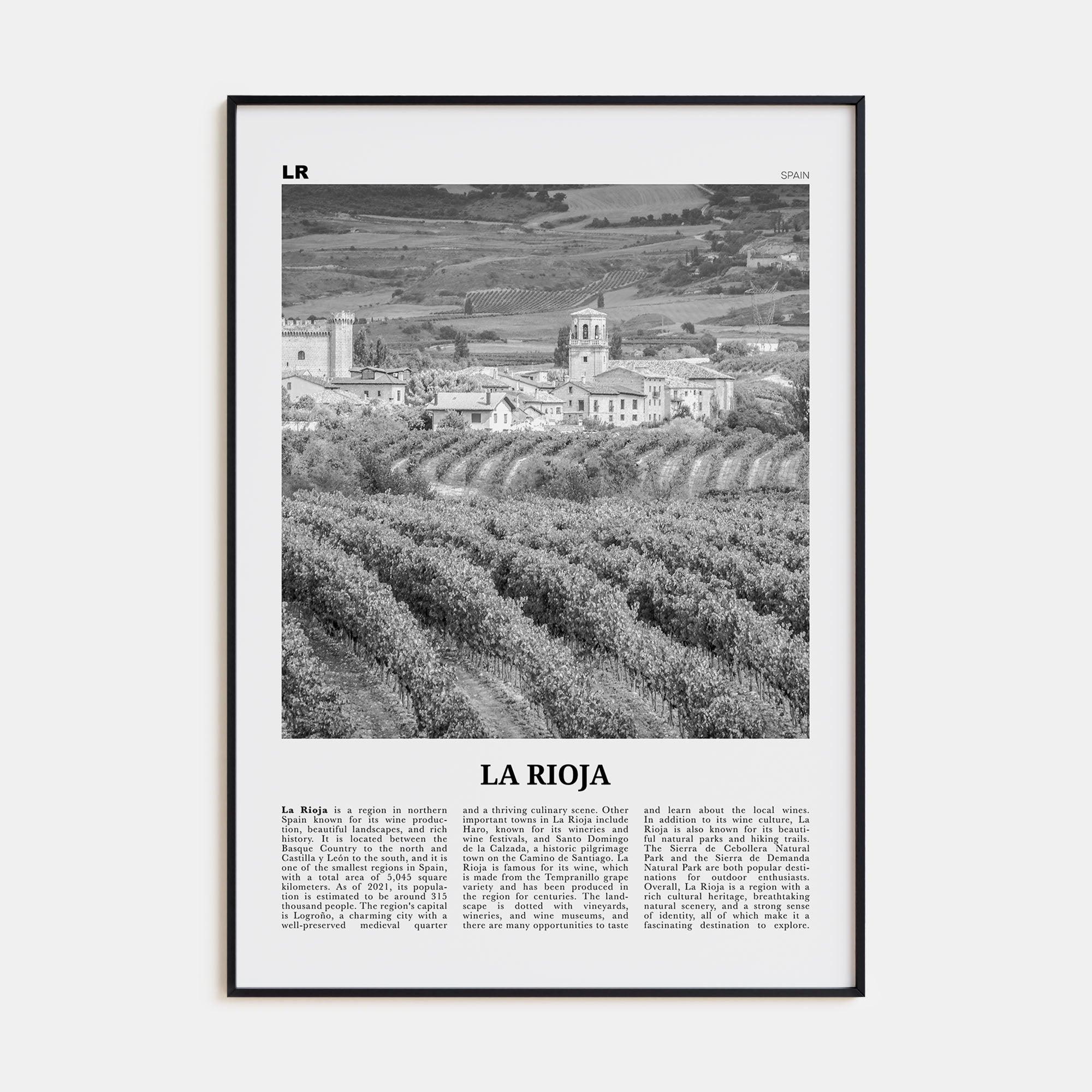 La Rioja Travel B&W Poster