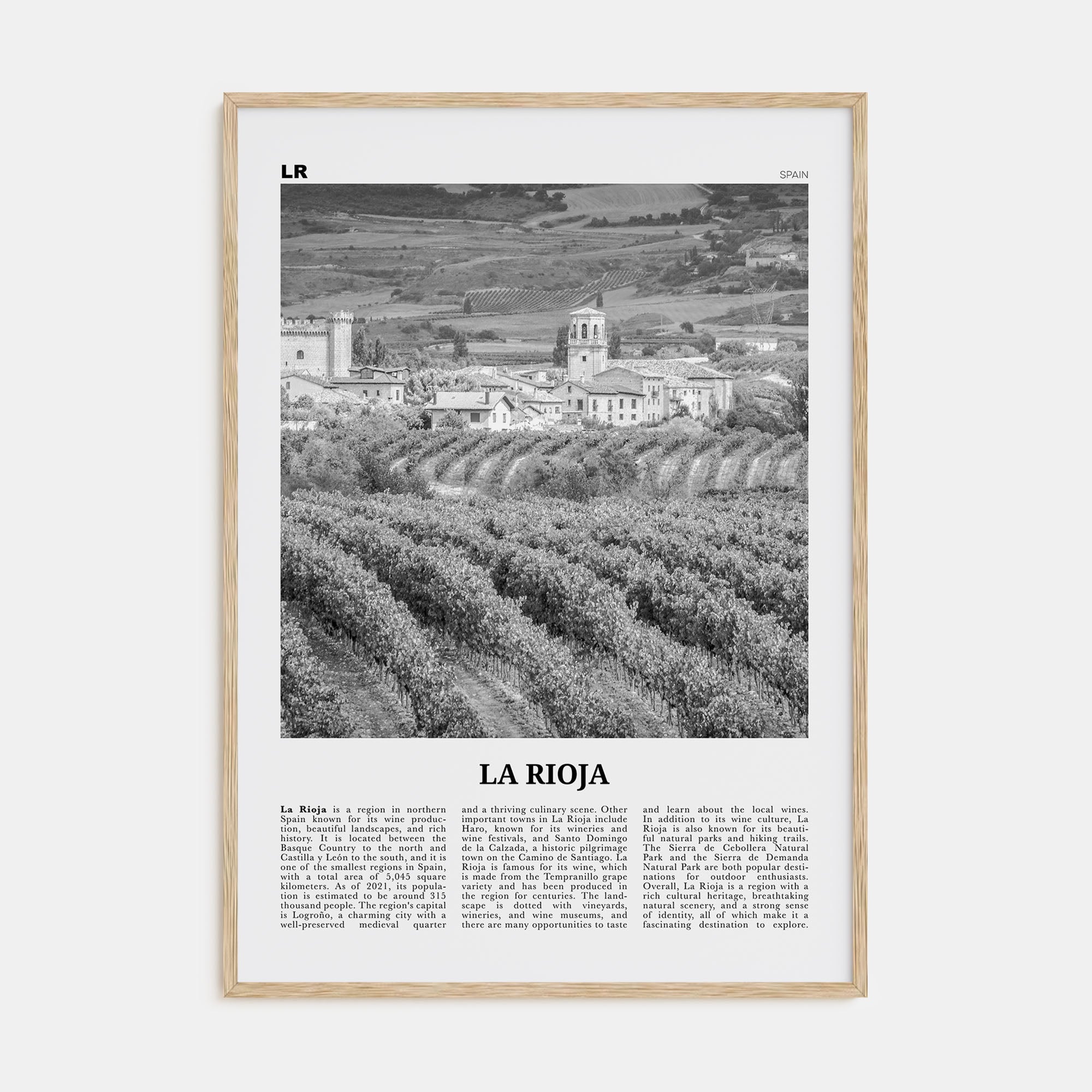 La Rioja Travel B&W Poster