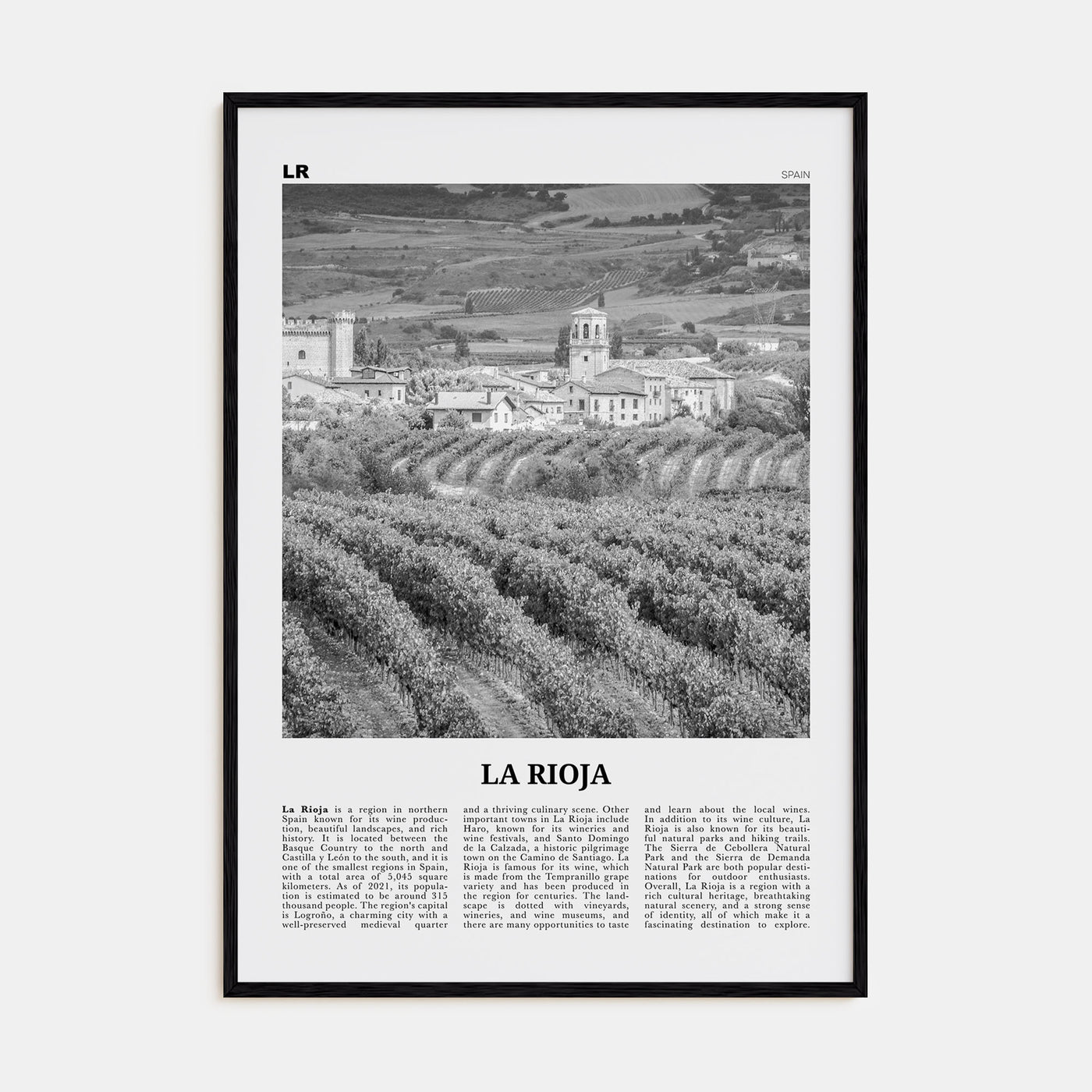 La Rioja Travel B&W Poster