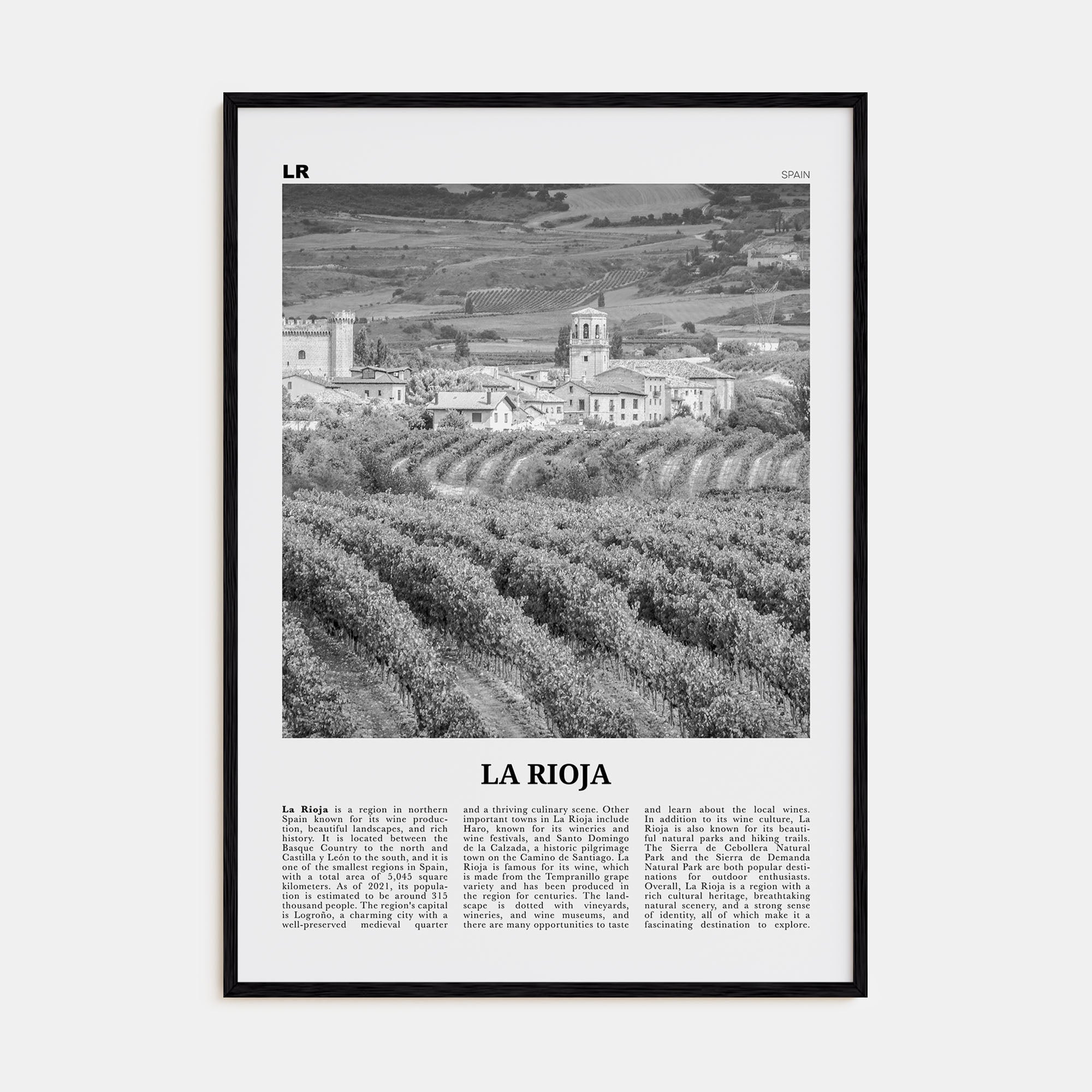 La Rioja Travel B&W Poster