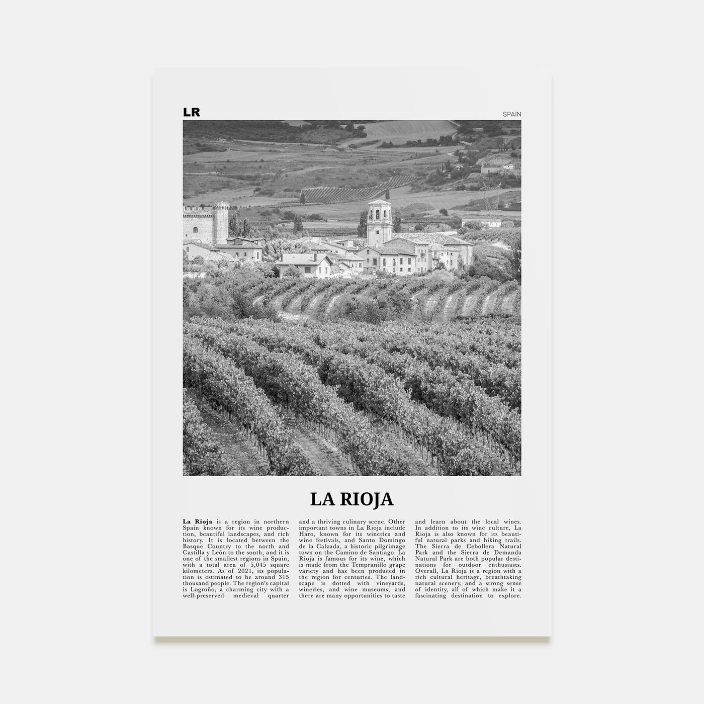 La Rioja Travel B&W Poster