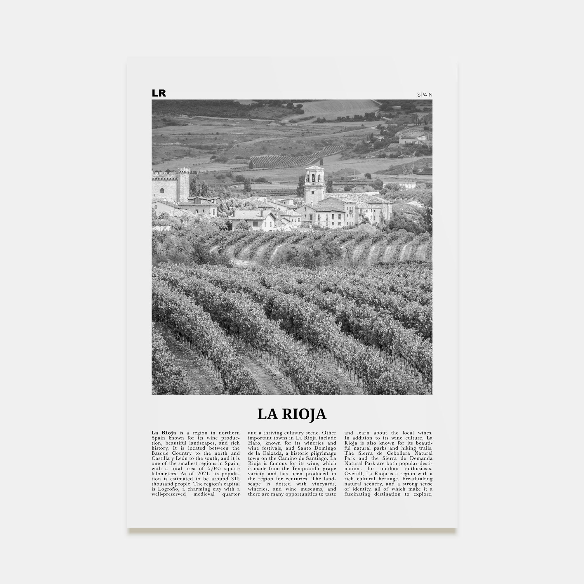 La Rioja Travel B&W Poster