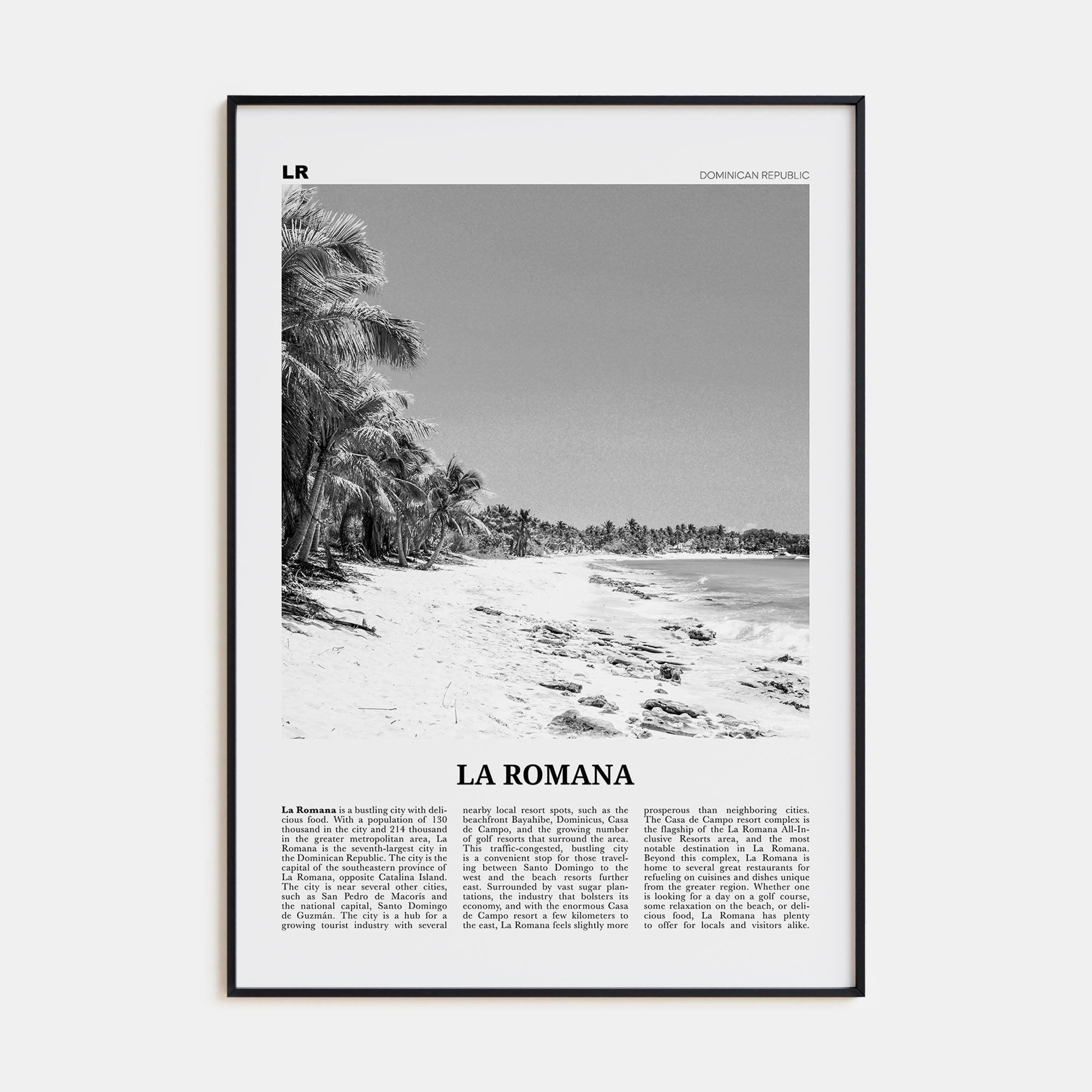 La Romana Travel B&W Poster