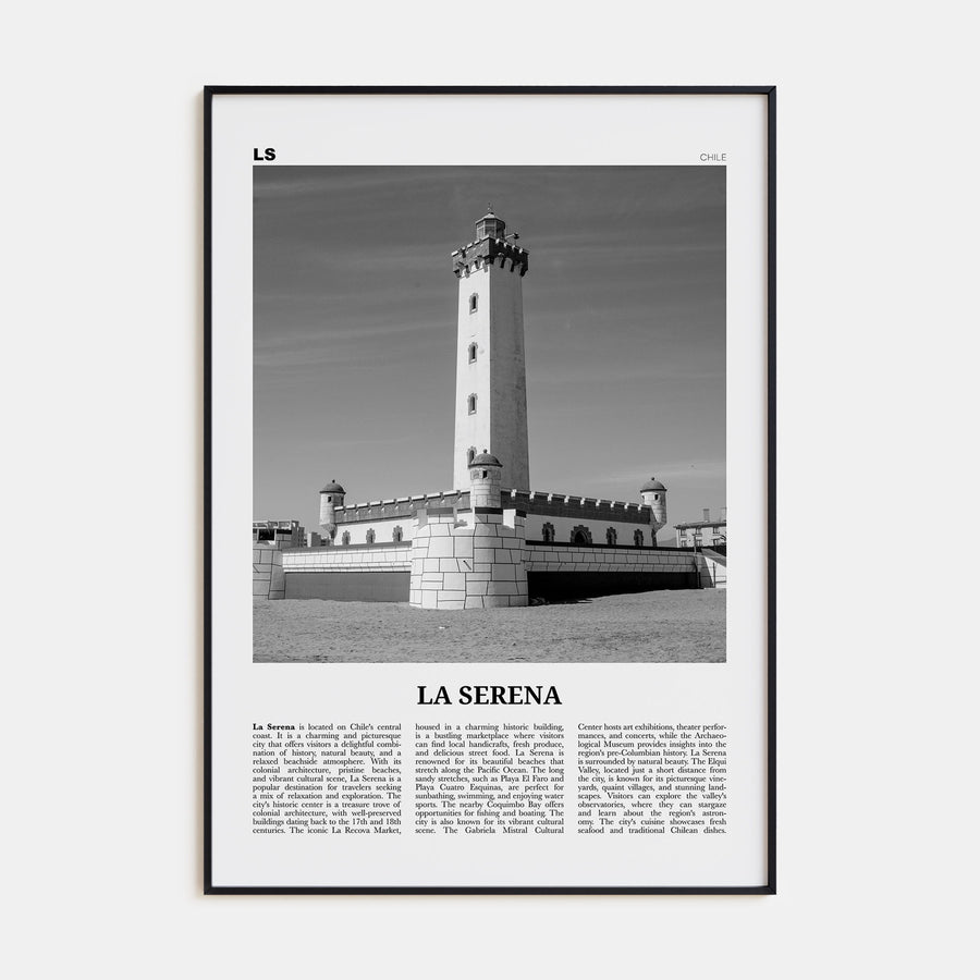 La Serena Travel B&W Poster